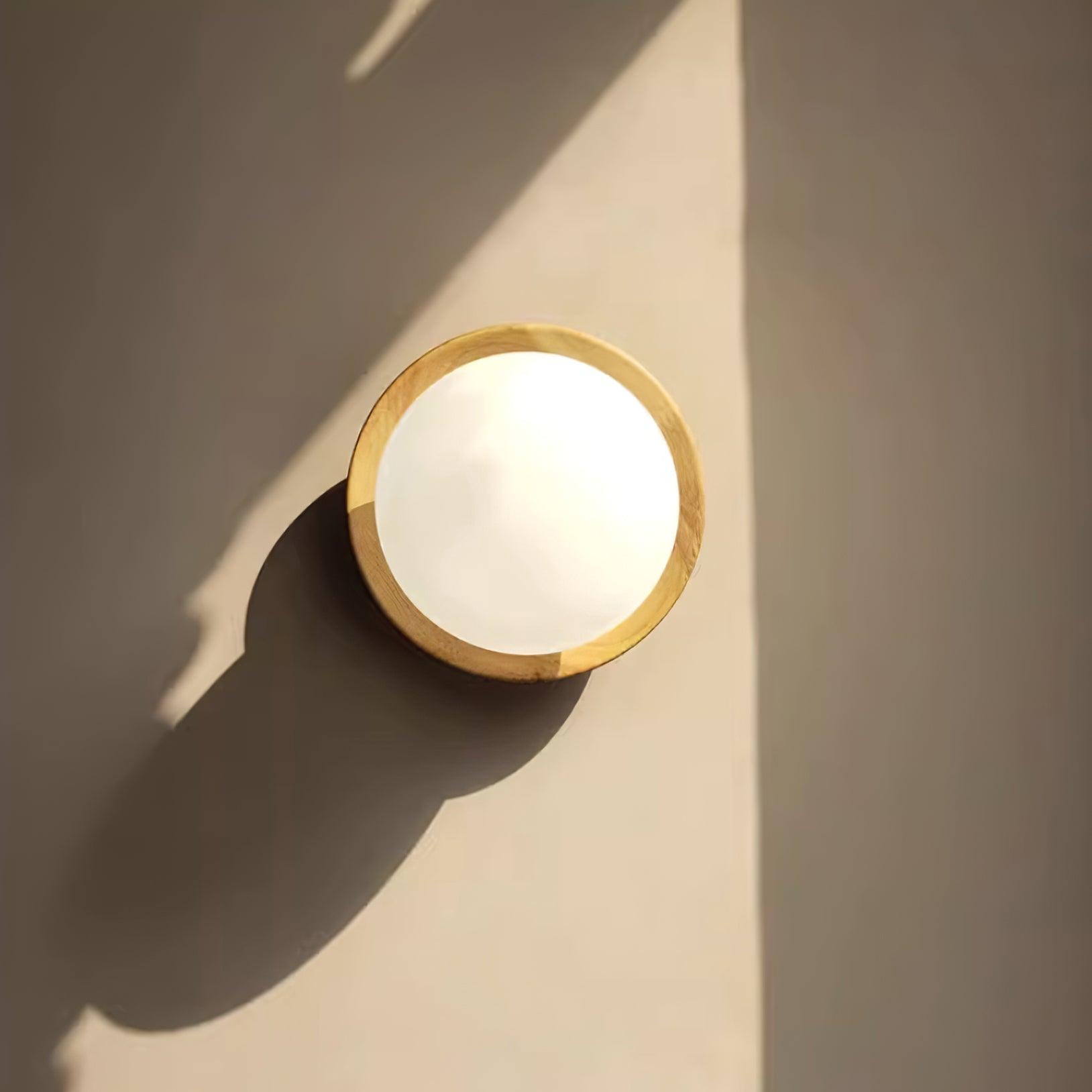 Wall Lamp Metal Body with Wood Rim Minimalist Style - Letslighting