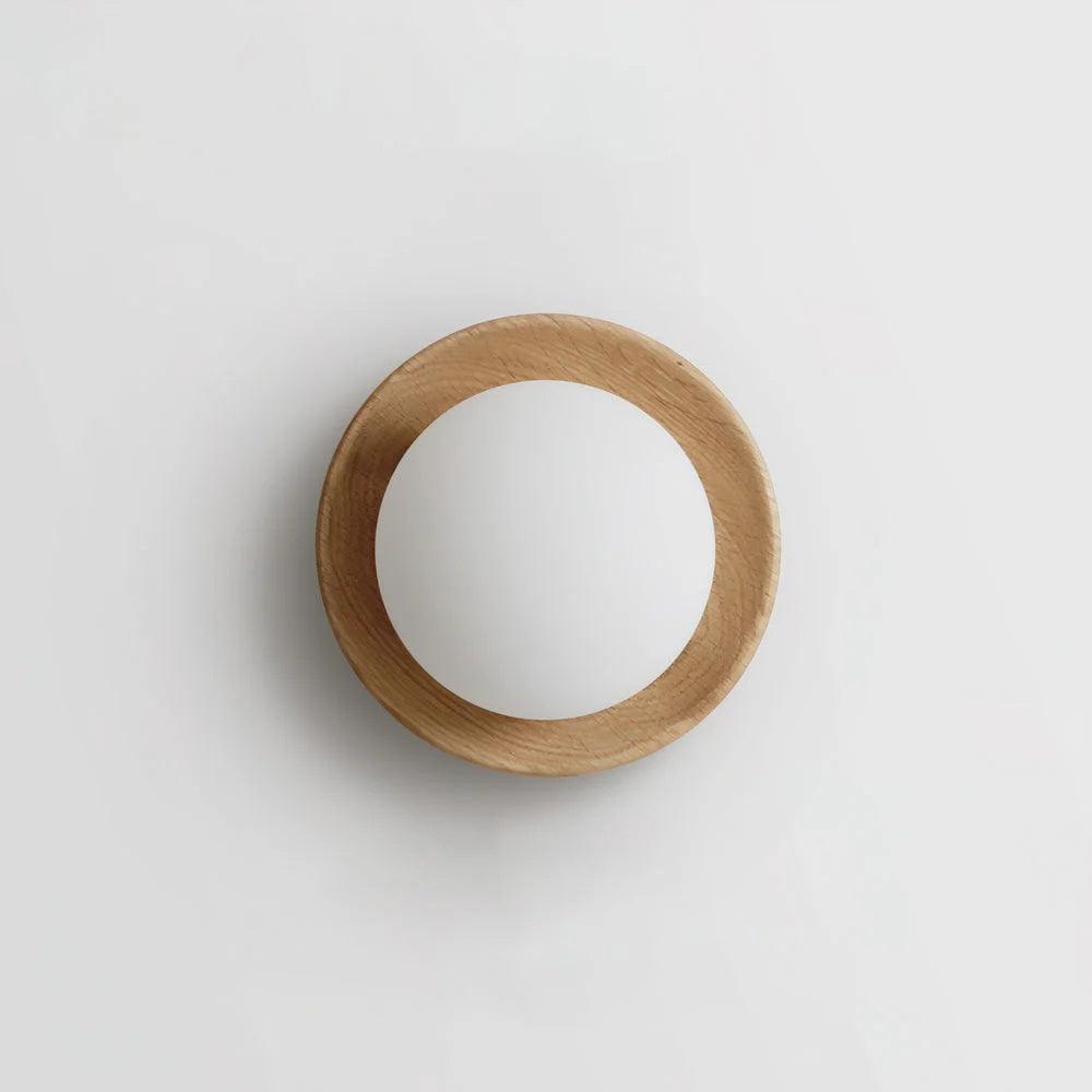 Wall Lamp Metal Body with Wood Rim Minimalist Style - Letslighting