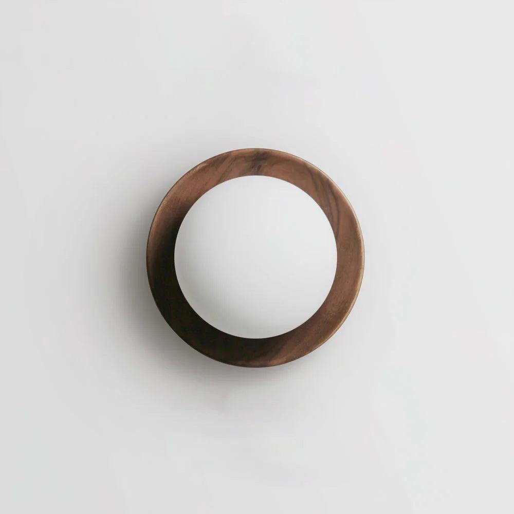 Wall Lamp Metal Body with Wood Rim Minimalist Style - Letslighting