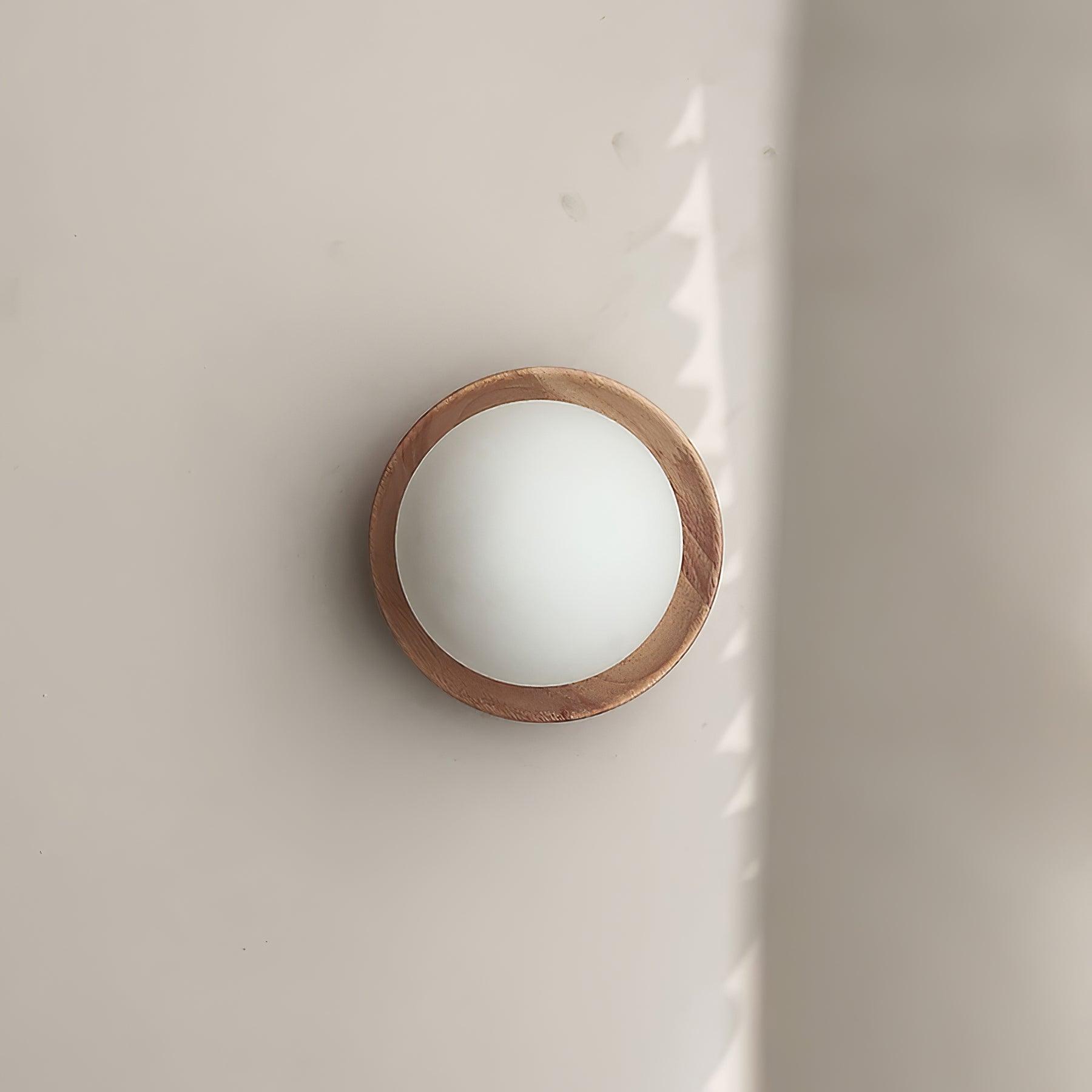 Wall Lamp Metal Body with Wood Rim Minimalist Style - Letslighting