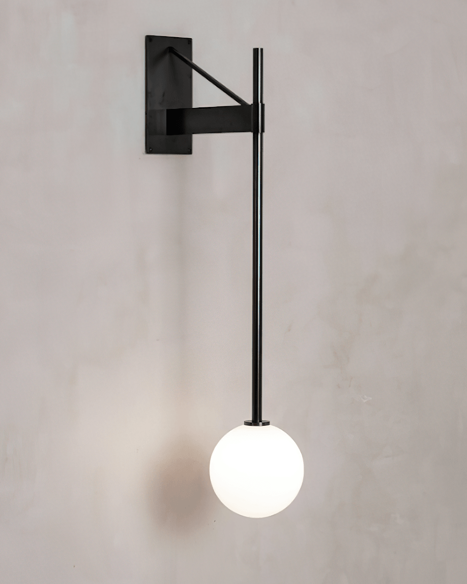 Wall Lamp Metal Rod Glass Globe Minimal Lamp Fixture Bedside - Letslighting