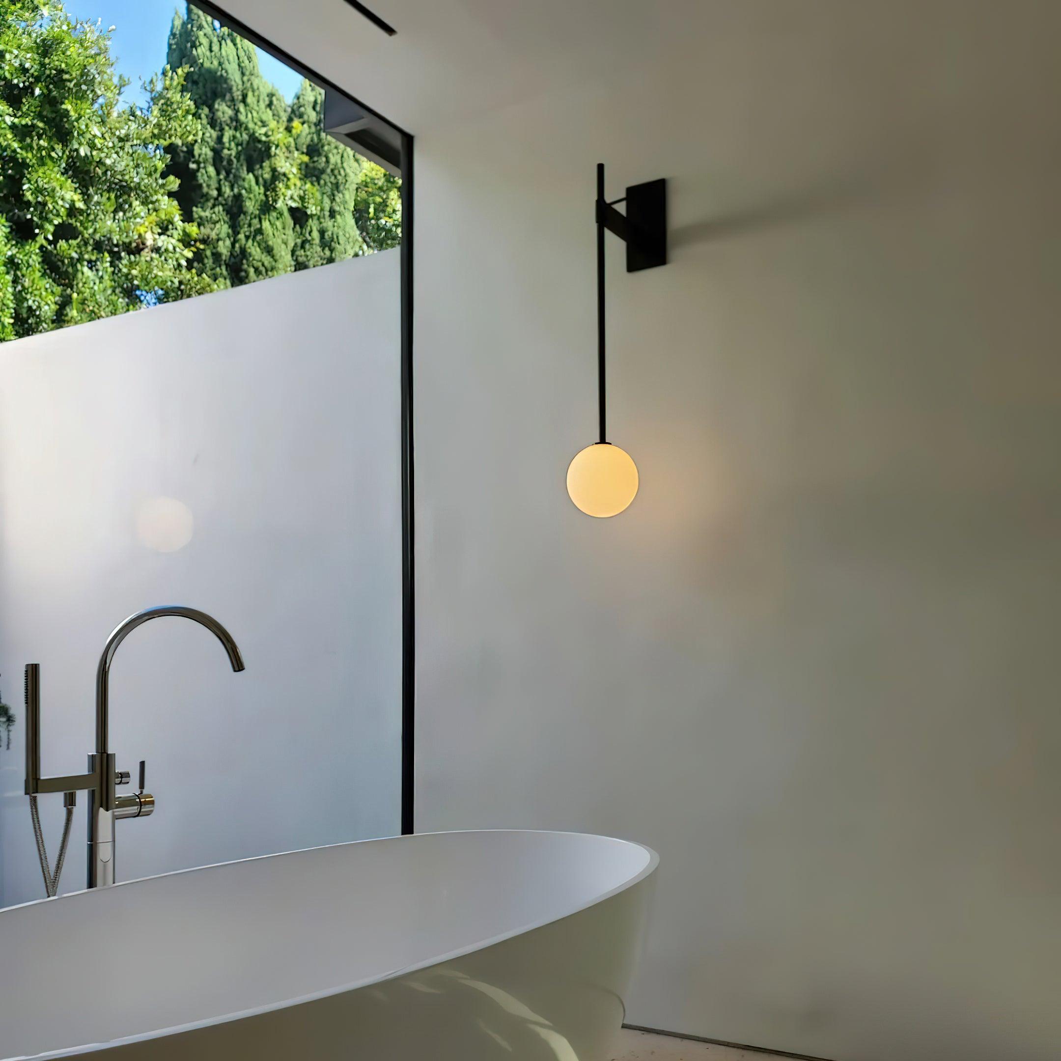 Wall Lamp Metal Rod Glass Globe Minimal Lamp Fixture Bedside - Letslighting