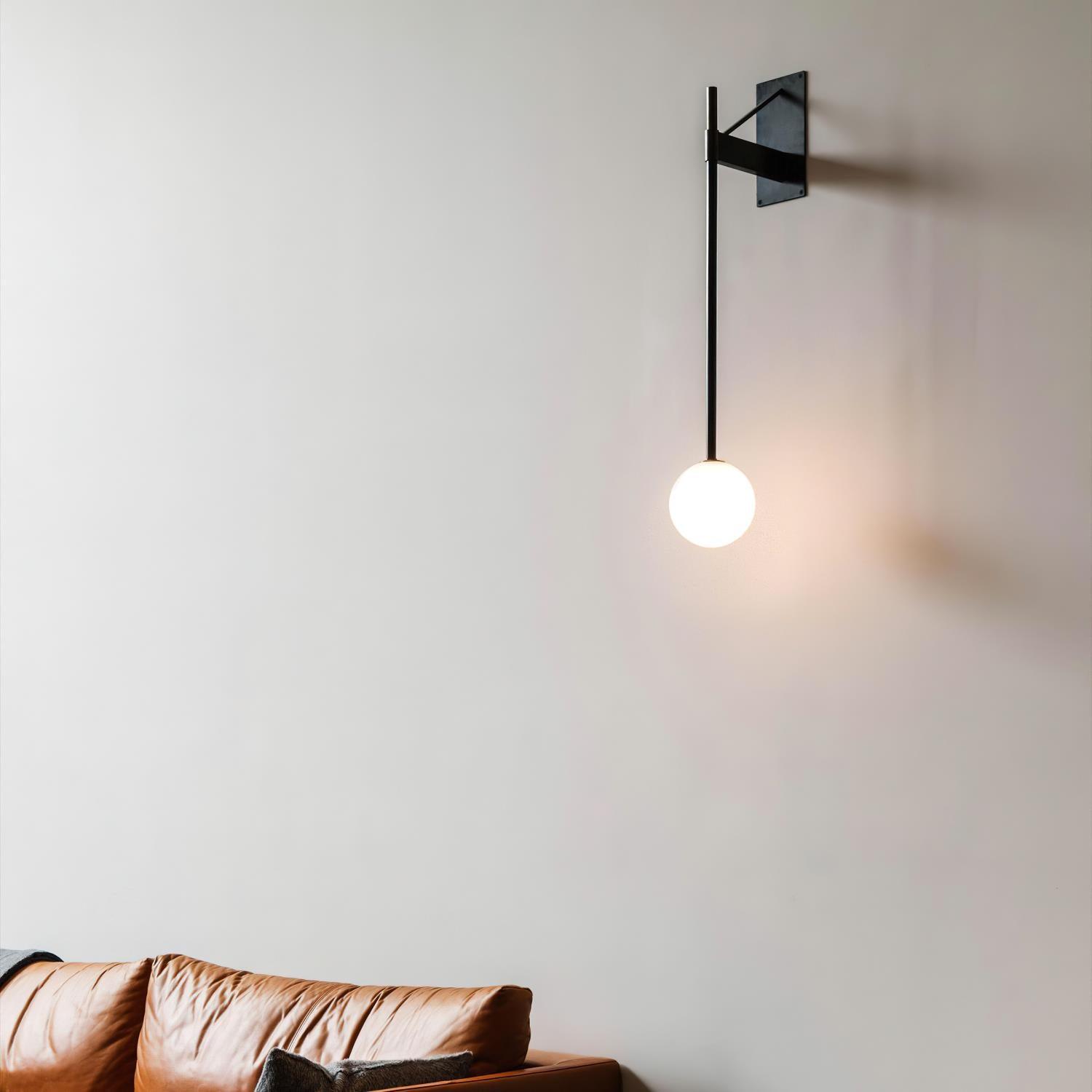 Wall Lamp Metal Rod Glass Globe Minimal Lamp Fixture Bedside - Letslighting