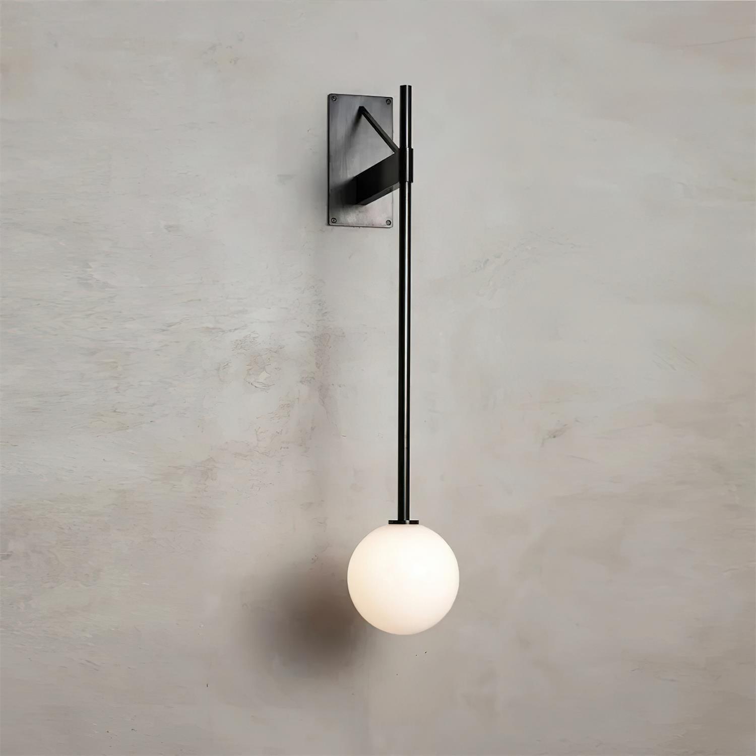 Wall Lamp Metal Rod Glass Globe Minimal Lamp Fixture Bedside - Letslighting