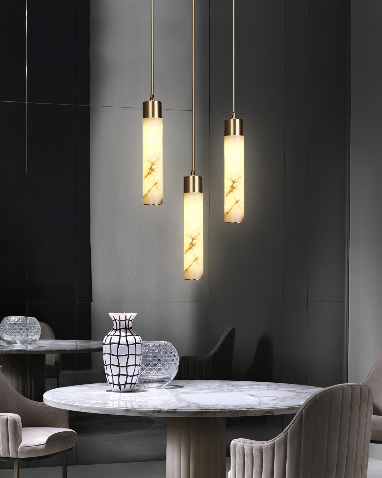 Ulzorila Cylinder Alabaster Pendant Light - Letslighting