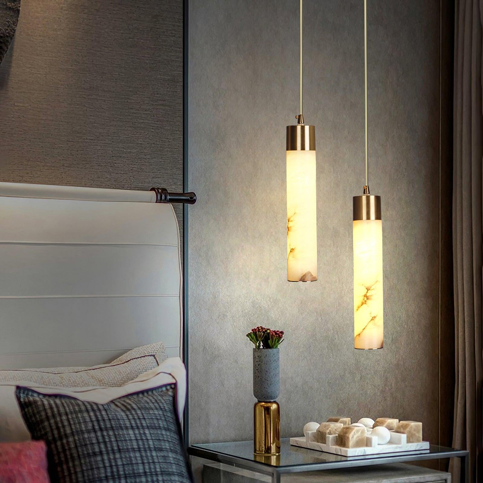 Ulzorila Cylinder Alabaster Pendant Light - Letslighting