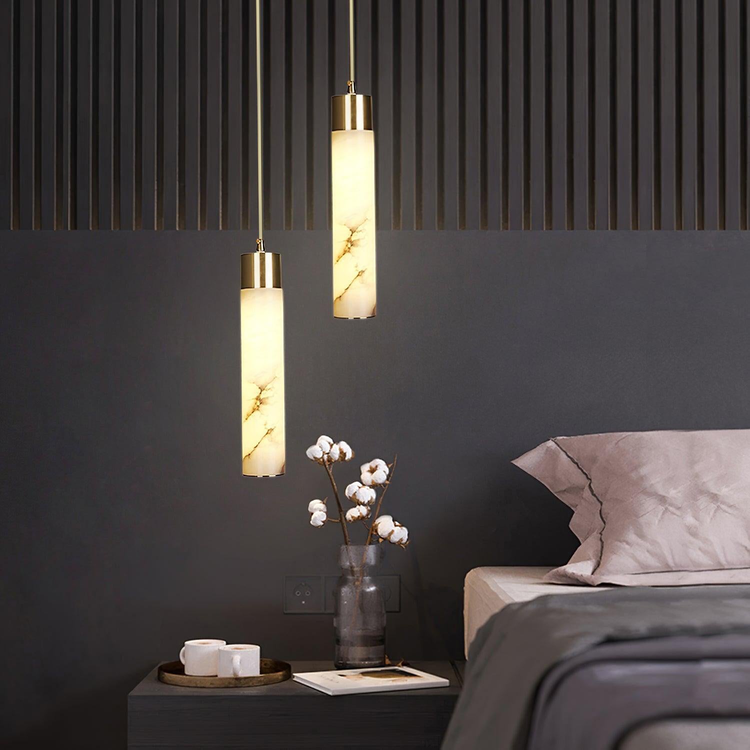 Ulzorila Cylinder Alabaster Pendant Light - Letslighting