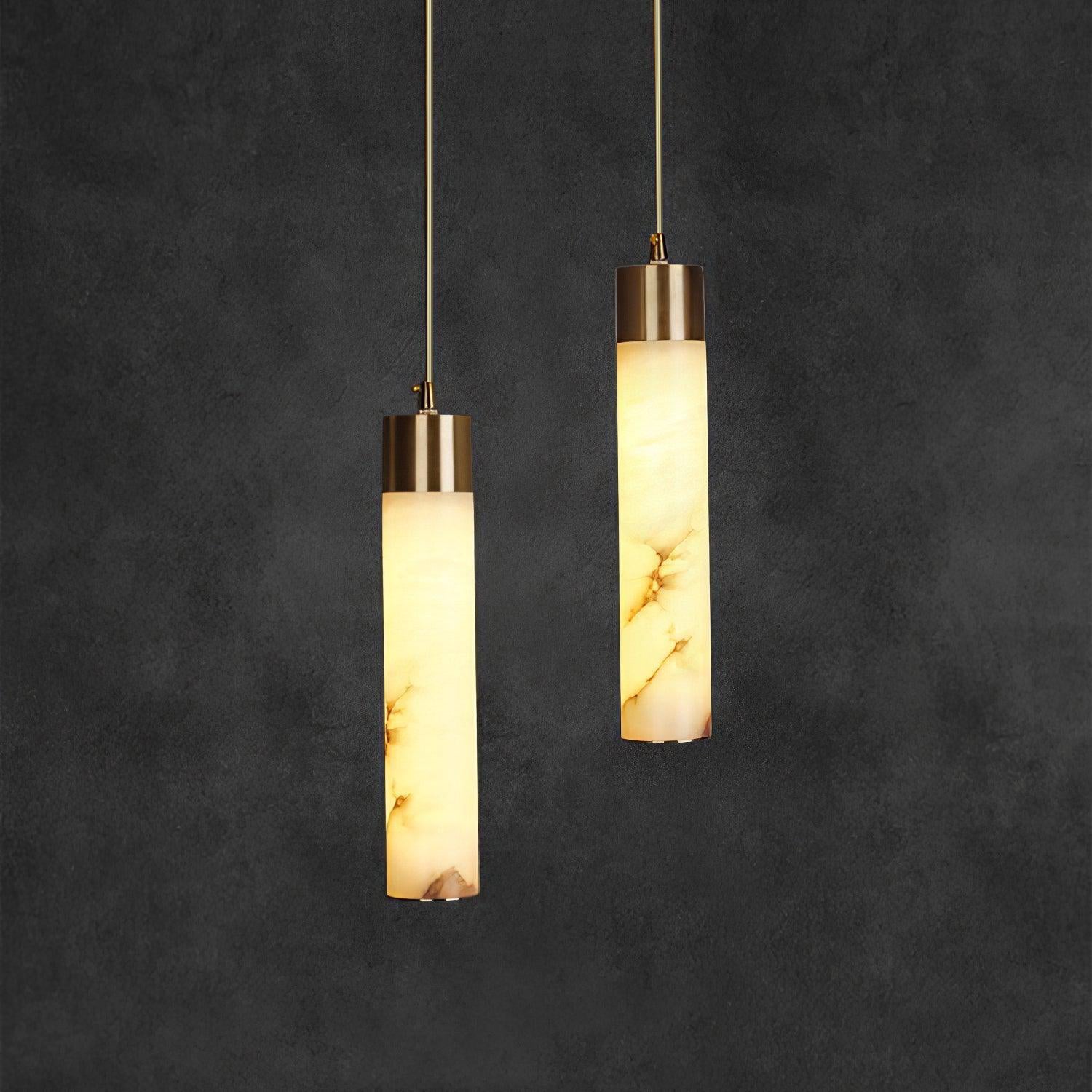 Ulzorila Cylinder Alabaster Pendant Light - Letslighting