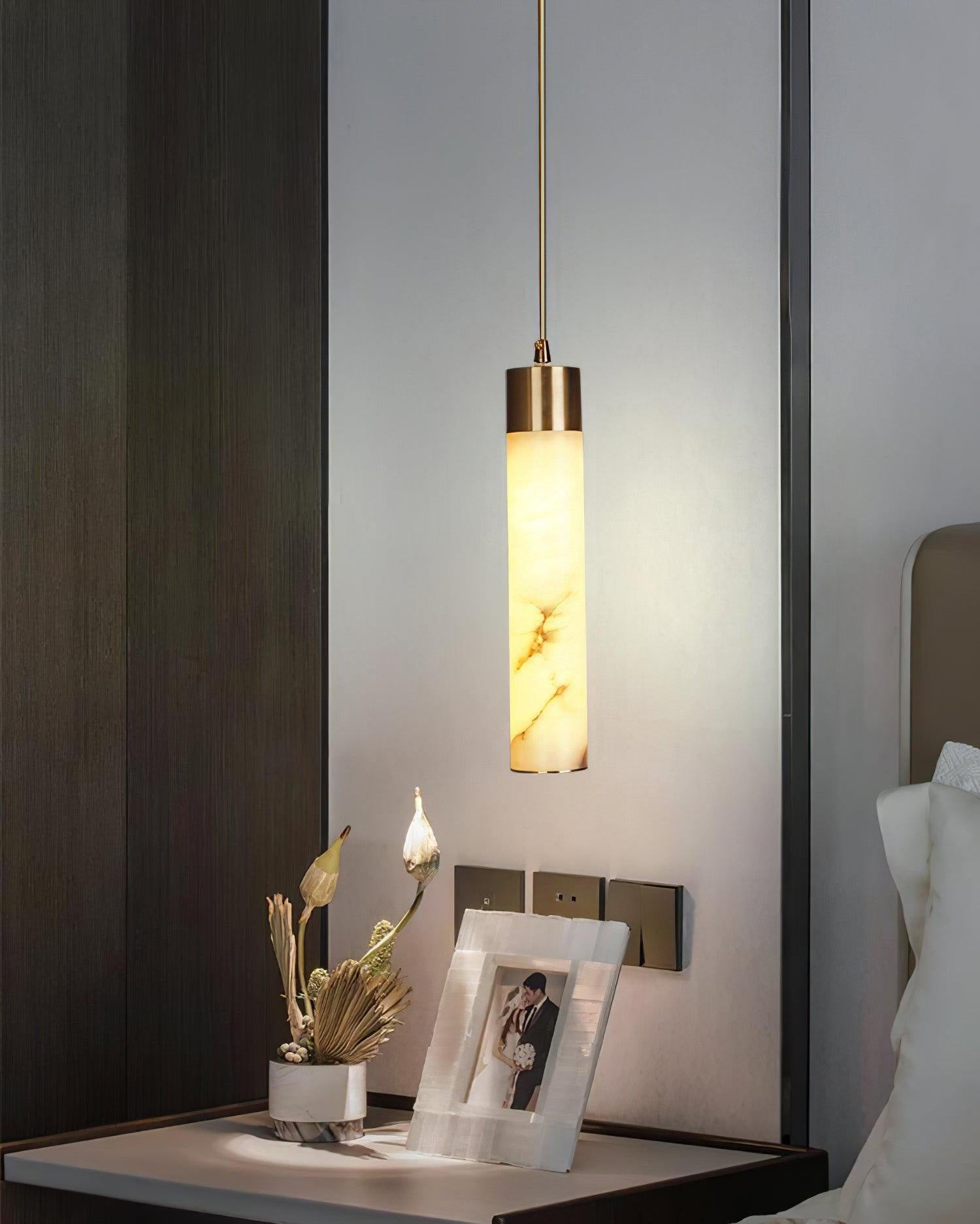 Ulzorila Cylinder Alabaster Pendant Light - Letslighting