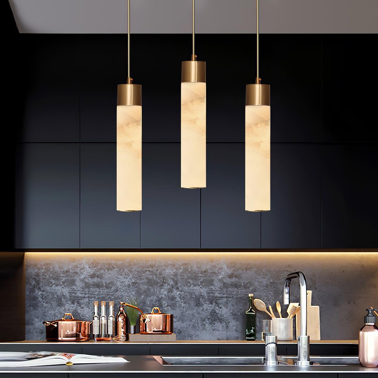 Ulzorila Cylinder Alabaster Pendant Light - Letslighting