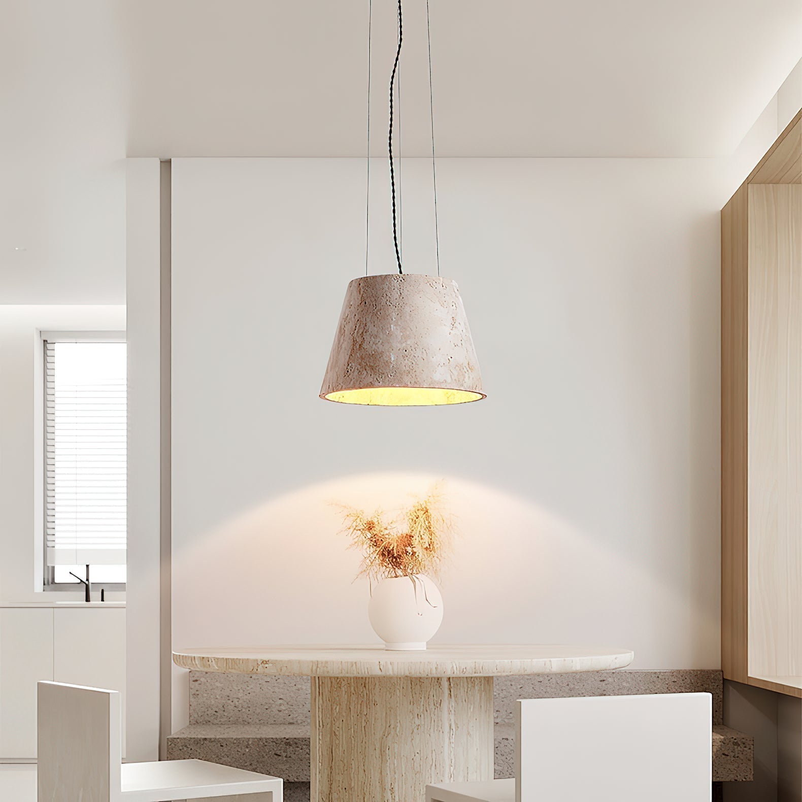 Ovelir Modern Minimalist Travertine Pendant Lamp - Lamp Copper