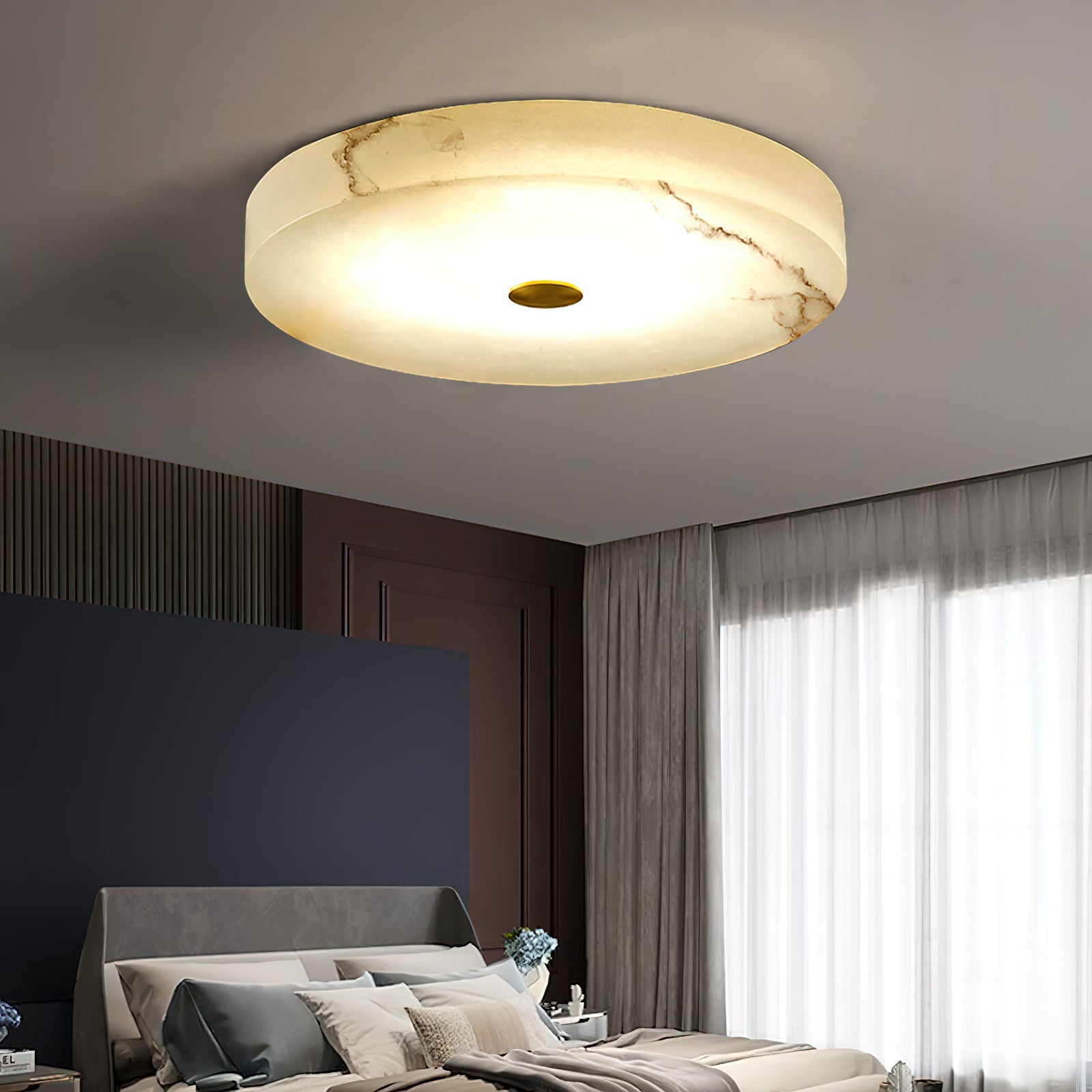 Unorir Modern Minimalist Alabaster Ceiling Light - Lamp Copper