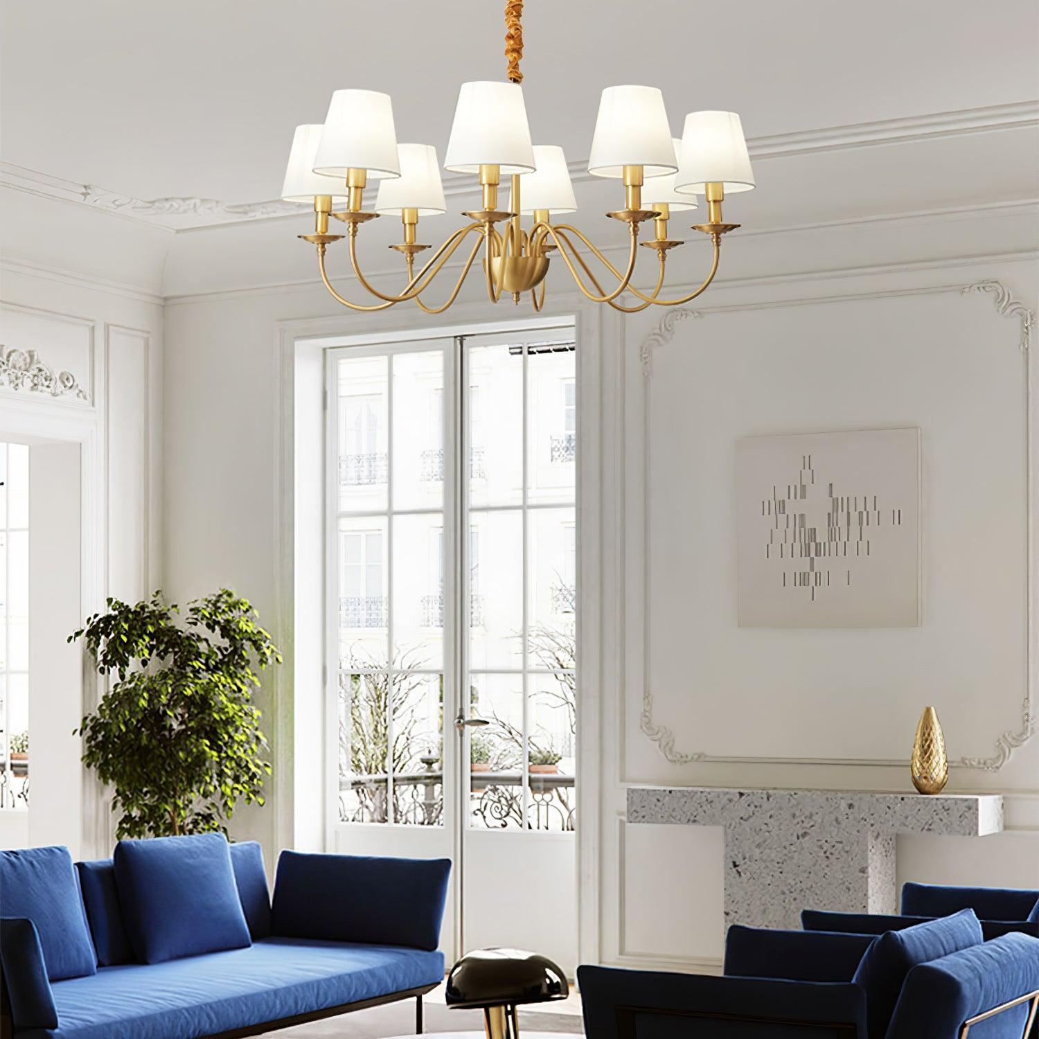 Tapered Fabric Brass Chandelier - Letslighting