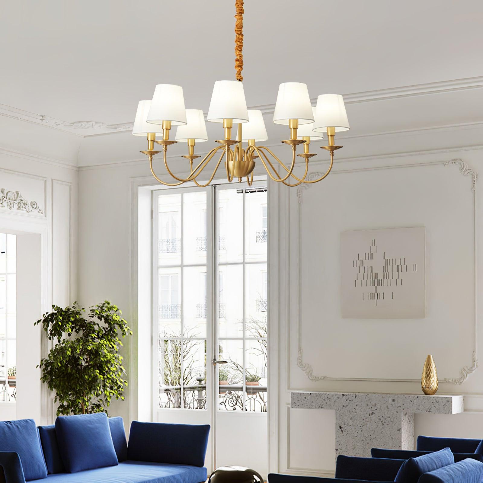 Tapered Fabric Brass Chandelier - Letslighting