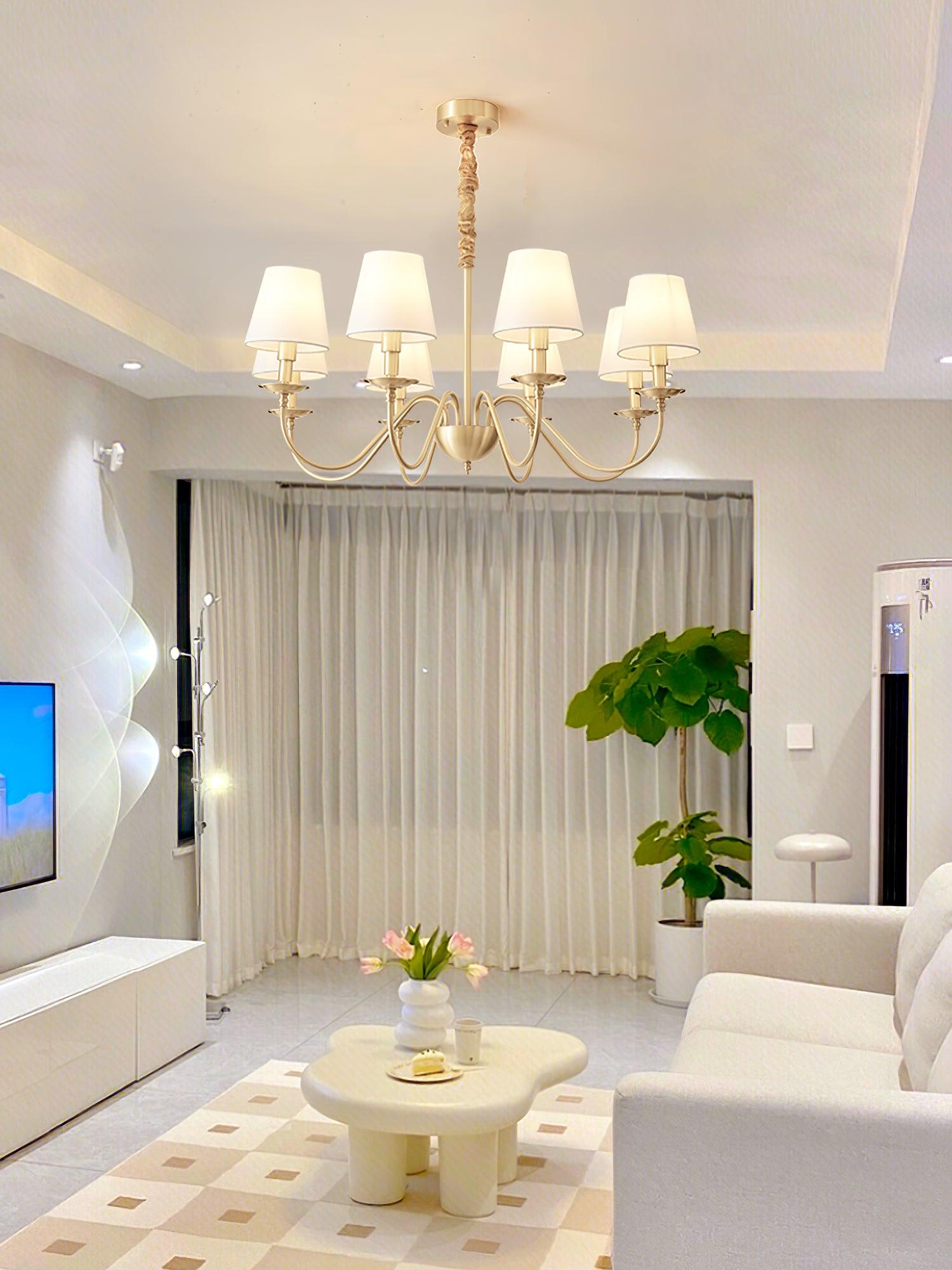 Tapered Fabric Brass Chandelier - Letslighting