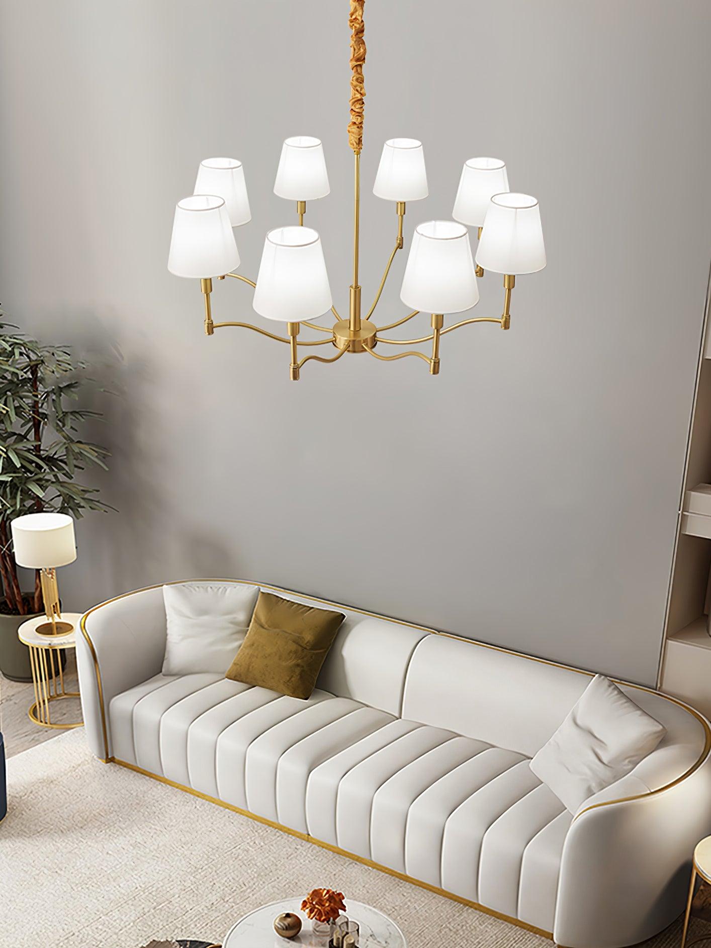 Tapered Fabric Brass Chandelier - Letslighting