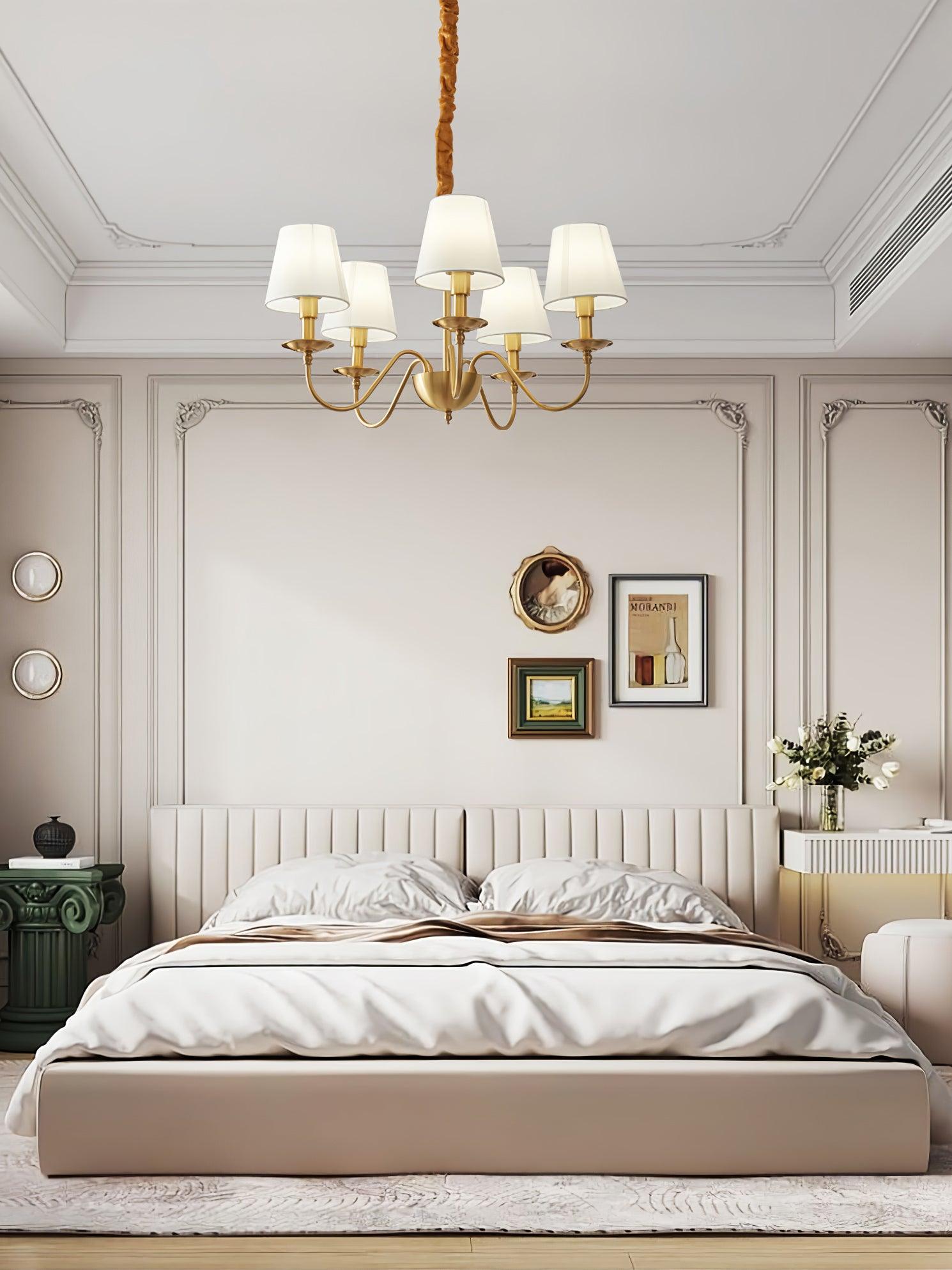 Tapered Fabric Brass Chandelier - Letslighting