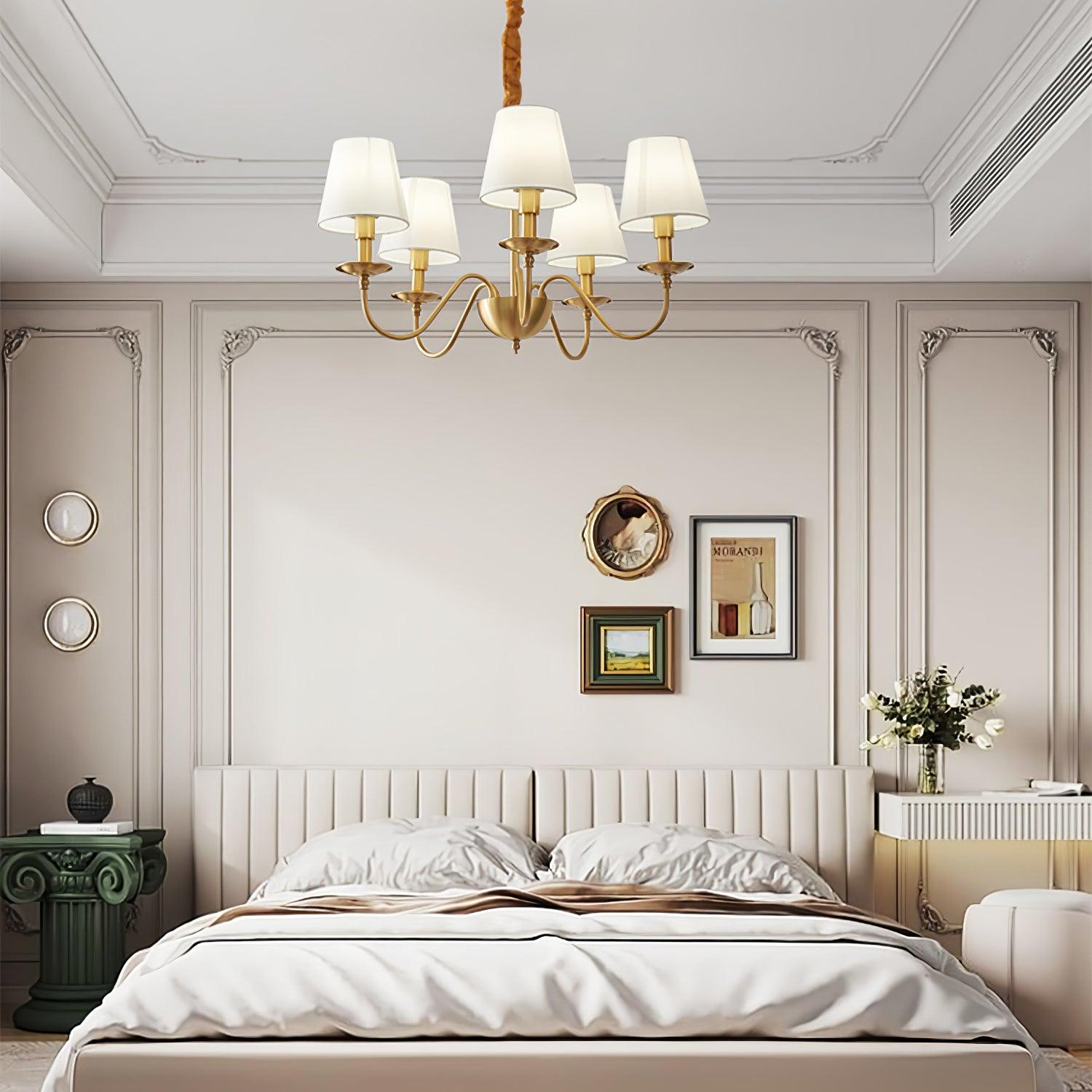 Tapered Fabric Brass Chandelier - Letslighting