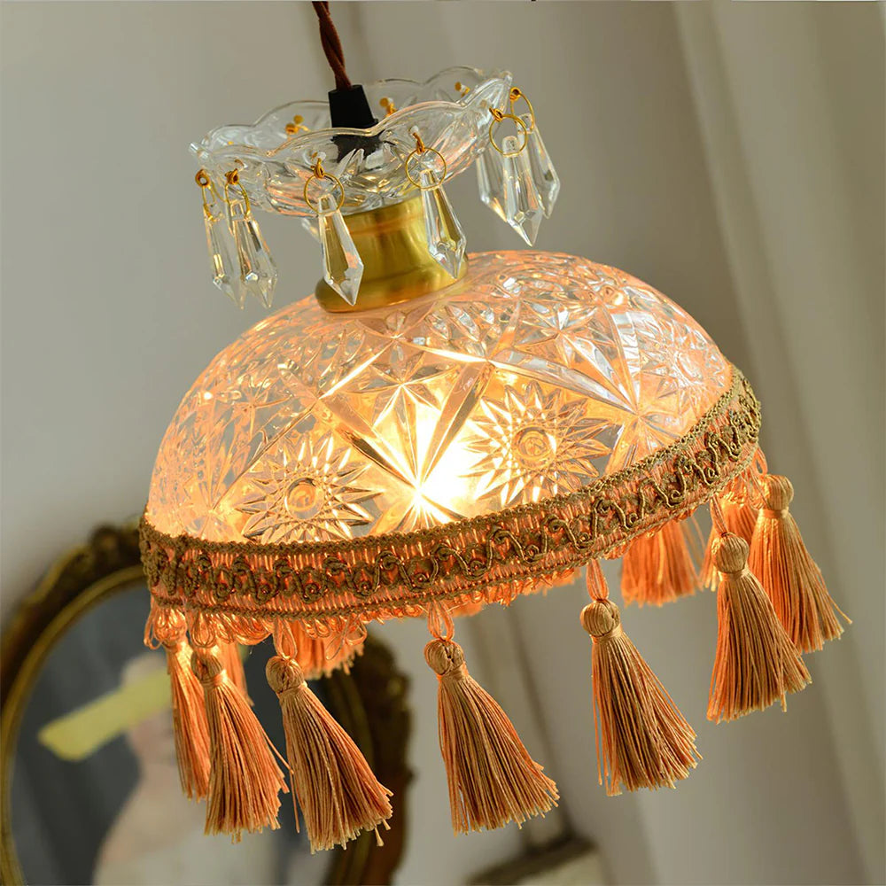 Tiffany Francés Medieval LED Lámpara Colgante Vidrio Salón/Dormitorio