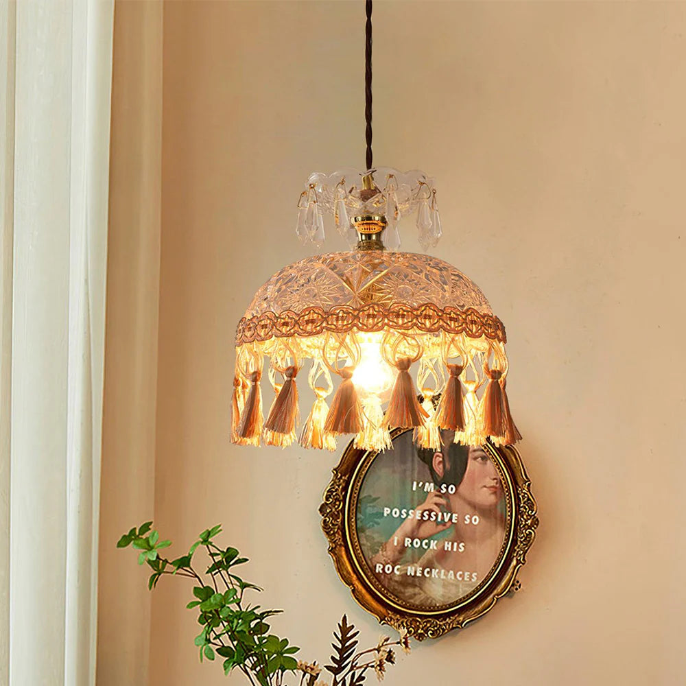 Tiffany Francés Medieval LED Lámpara Colgante Vidrio Salón/Dormitorio