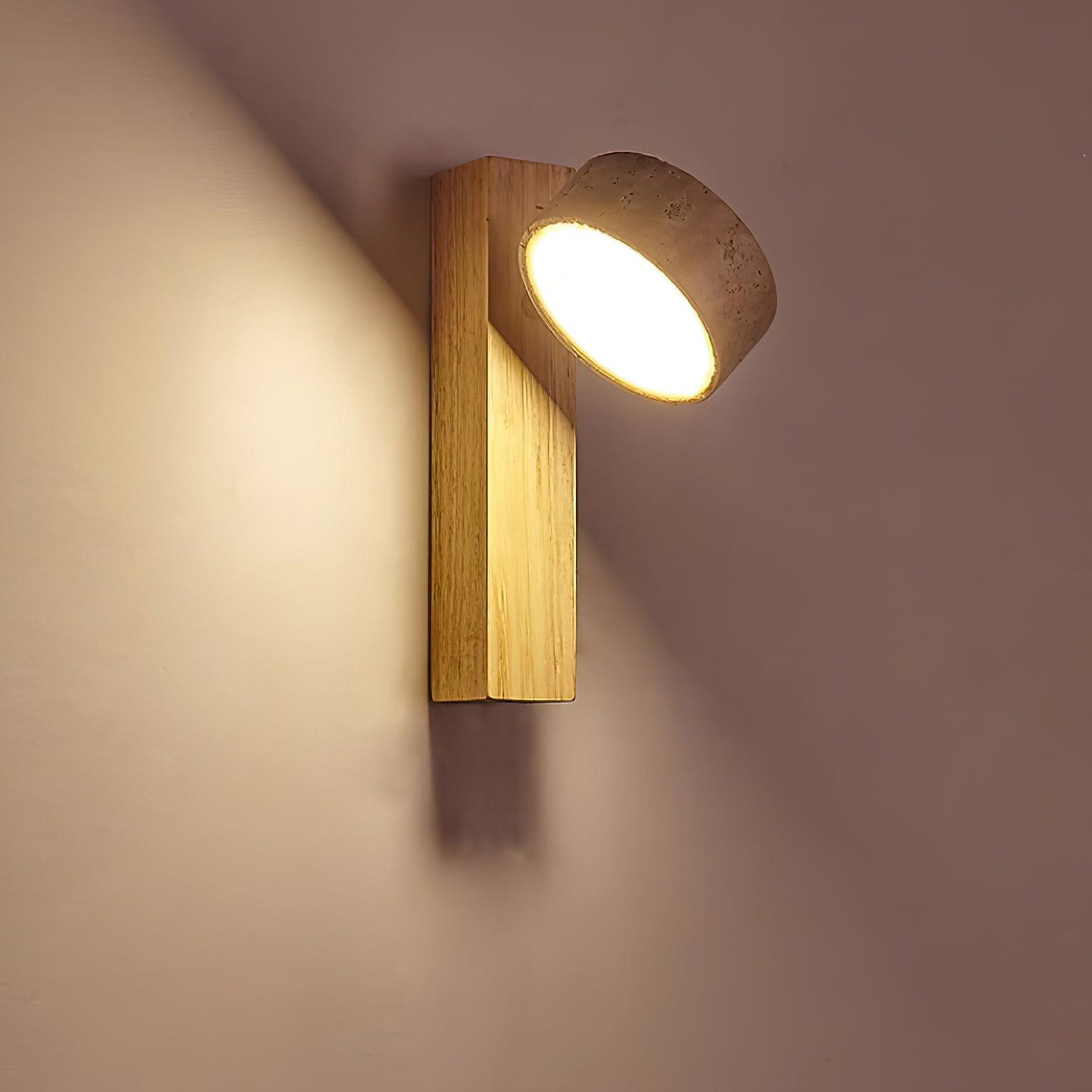 Ritta Lámpara de pared de travertino y madera