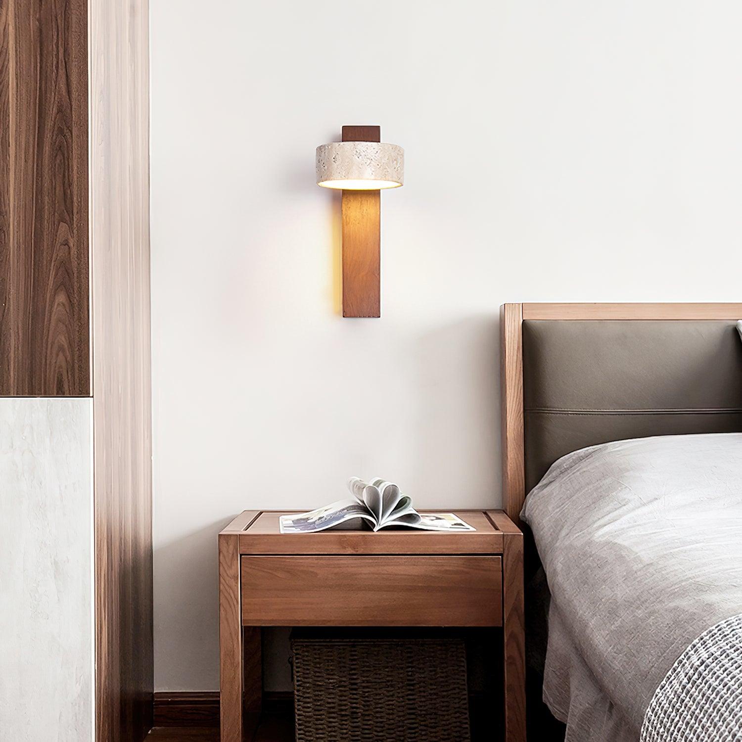 Ritta Lámpara de pared de travertino y madera