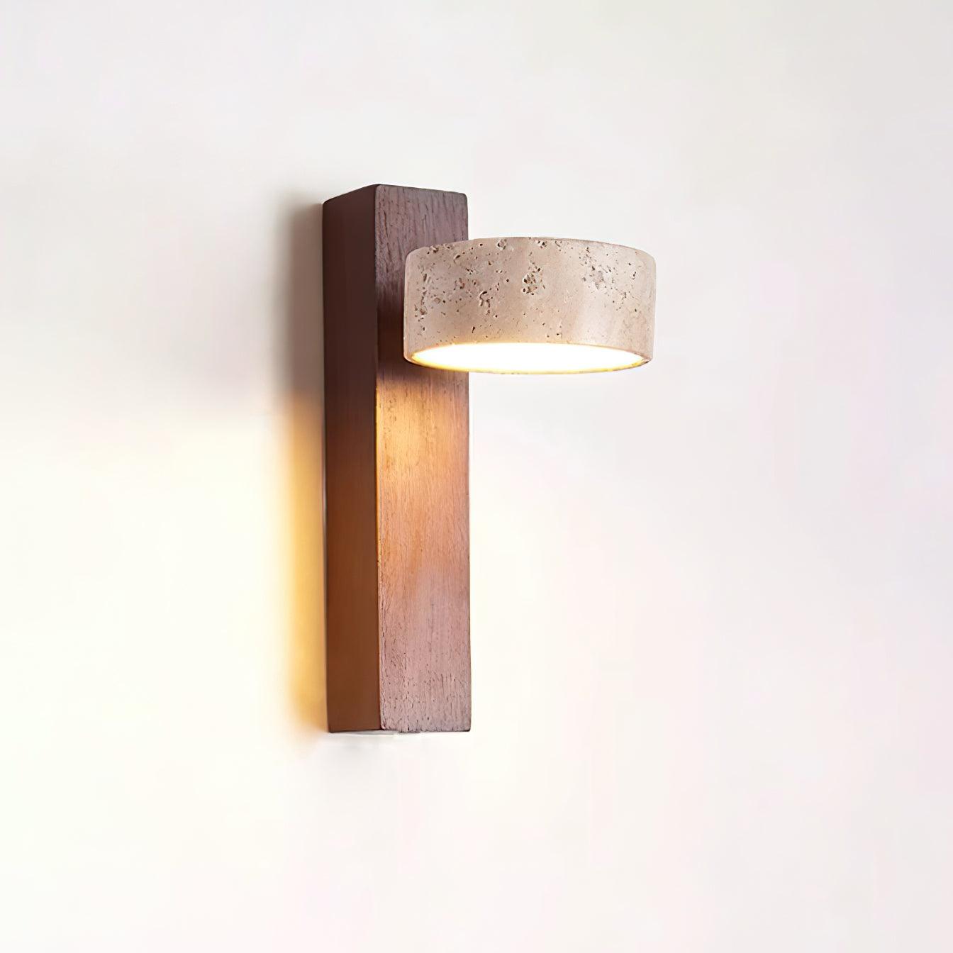 Ritta Lámpara de pared de travertino y madera