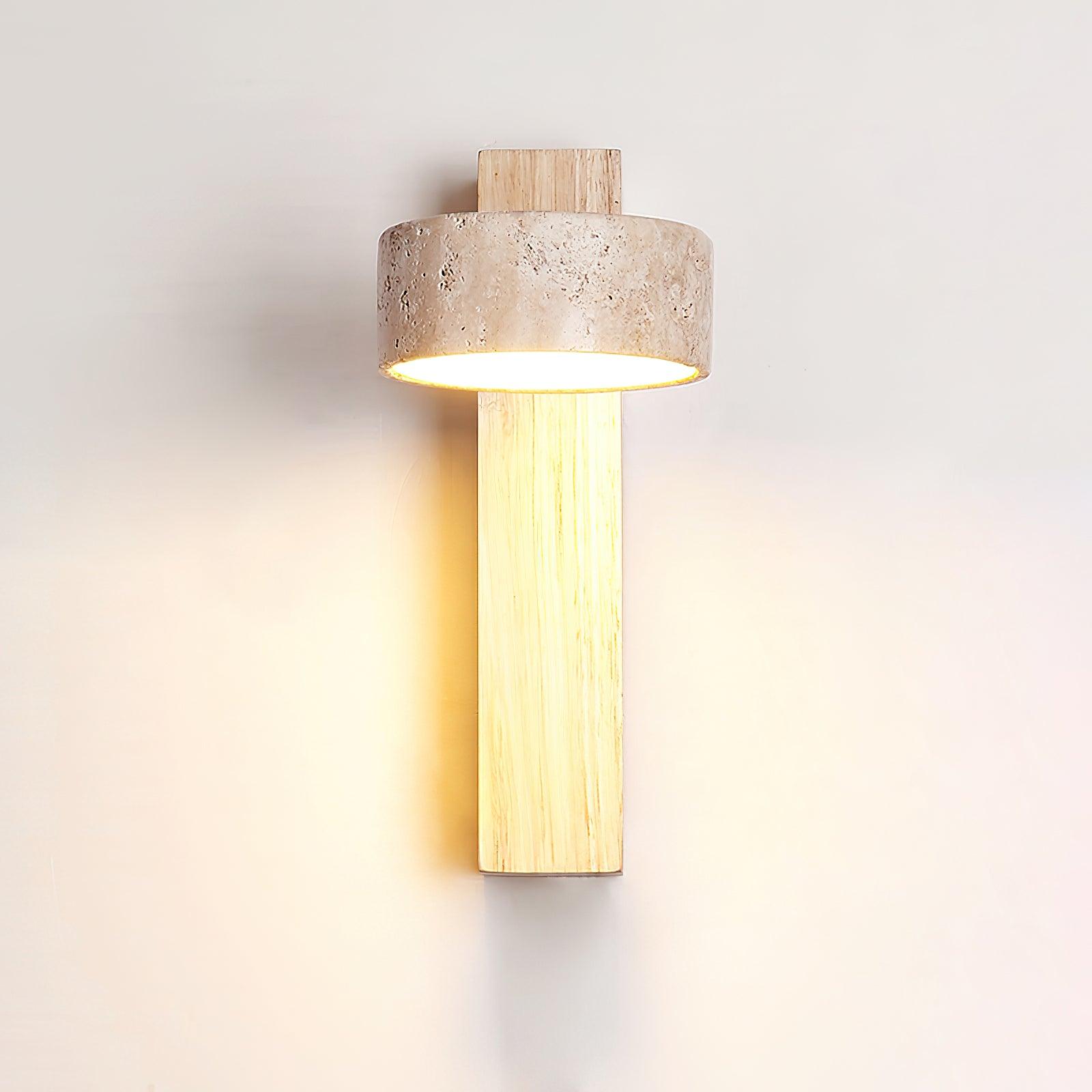Ritta Lámpara de pared de travertino y madera