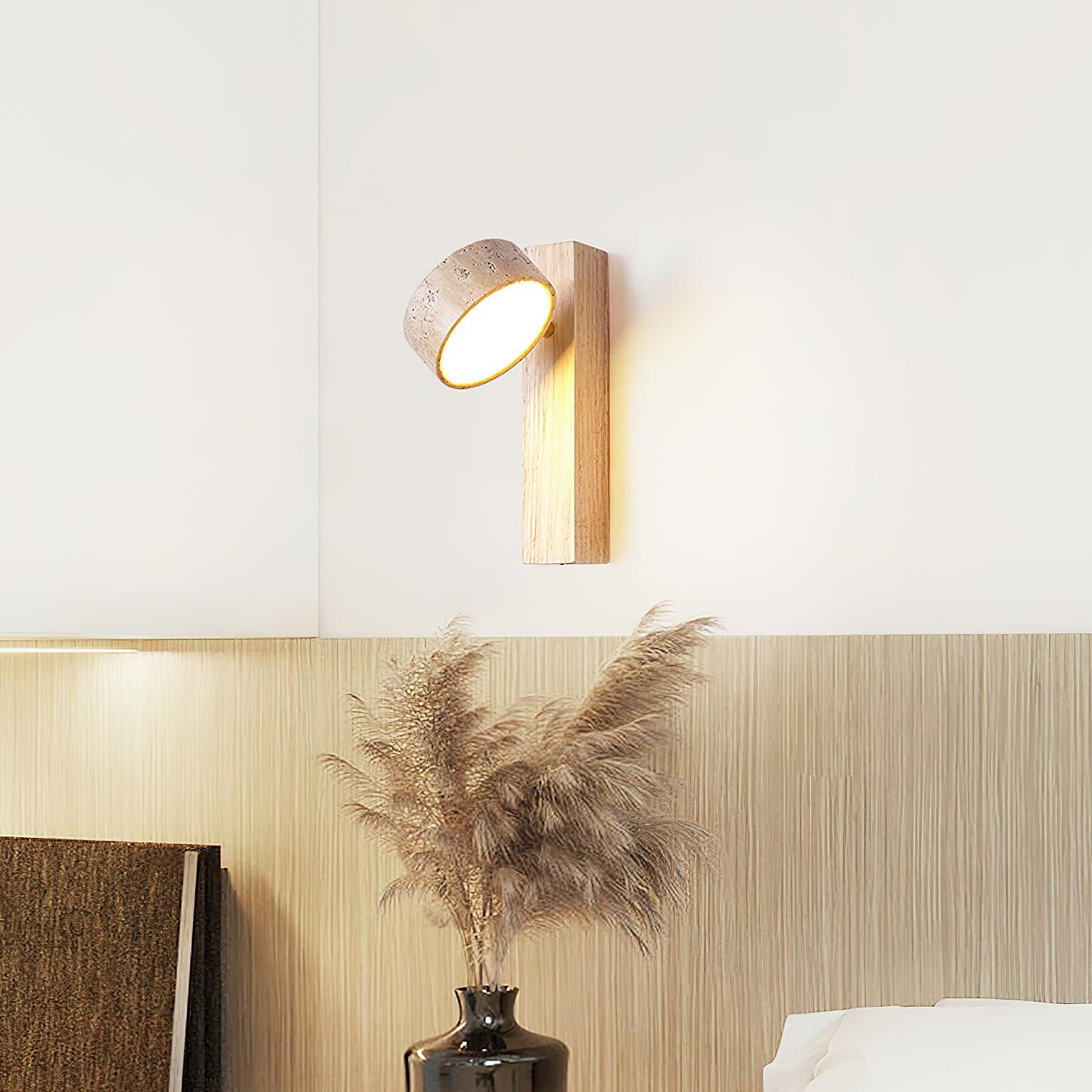 Ritta Lámpara de pared de travertino y madera