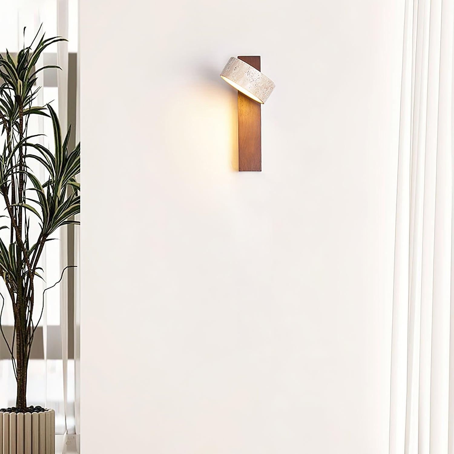 Ritta Lámpara de pared de travertino y madera