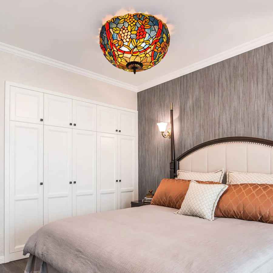 Tiffany Vintage LED Plafón Multicolor Metal/Vidrio Dormitorio/Salón