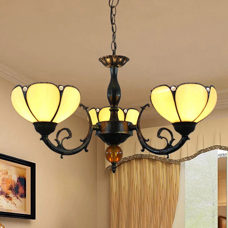 Tiffany Retro Inusual LED Lámparas de araña Metal/Vidrio Dormitorio/Salón
