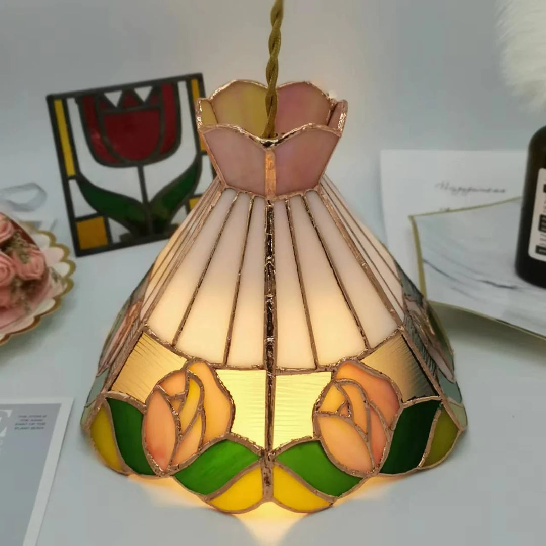 Tiffany Especial LED Cono Flor Lámpara colgante Blanco Bar Dormitorio