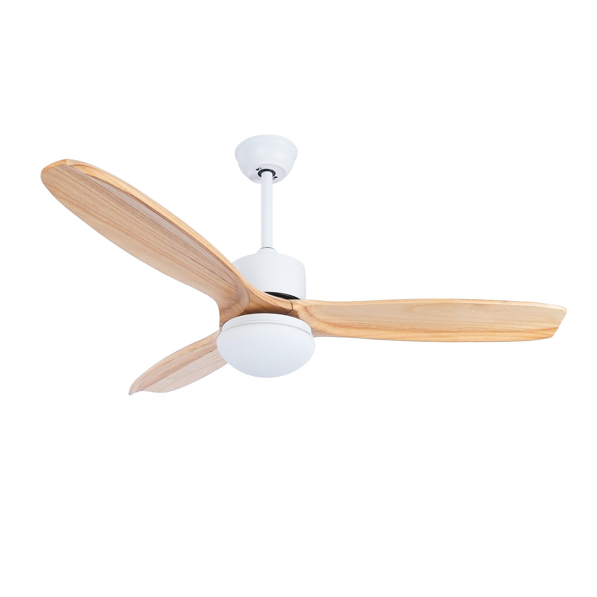 Ventilador de Techo con Luz Brivel Elegance Natural desde un ángulo bajo.
