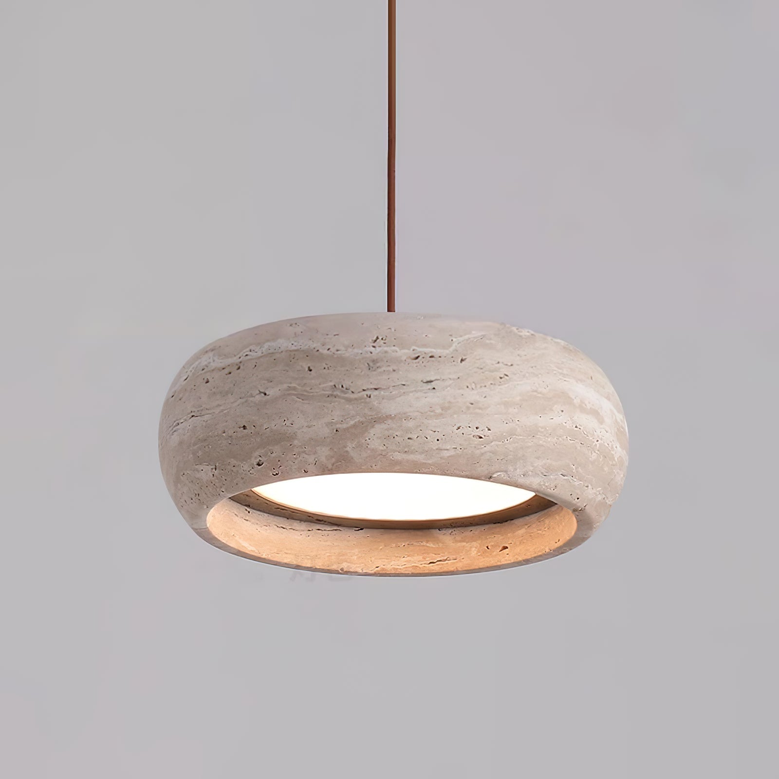 Eurvaran Modern Minimalist Drum Travertine Pendant Lamp - Lamp Copper