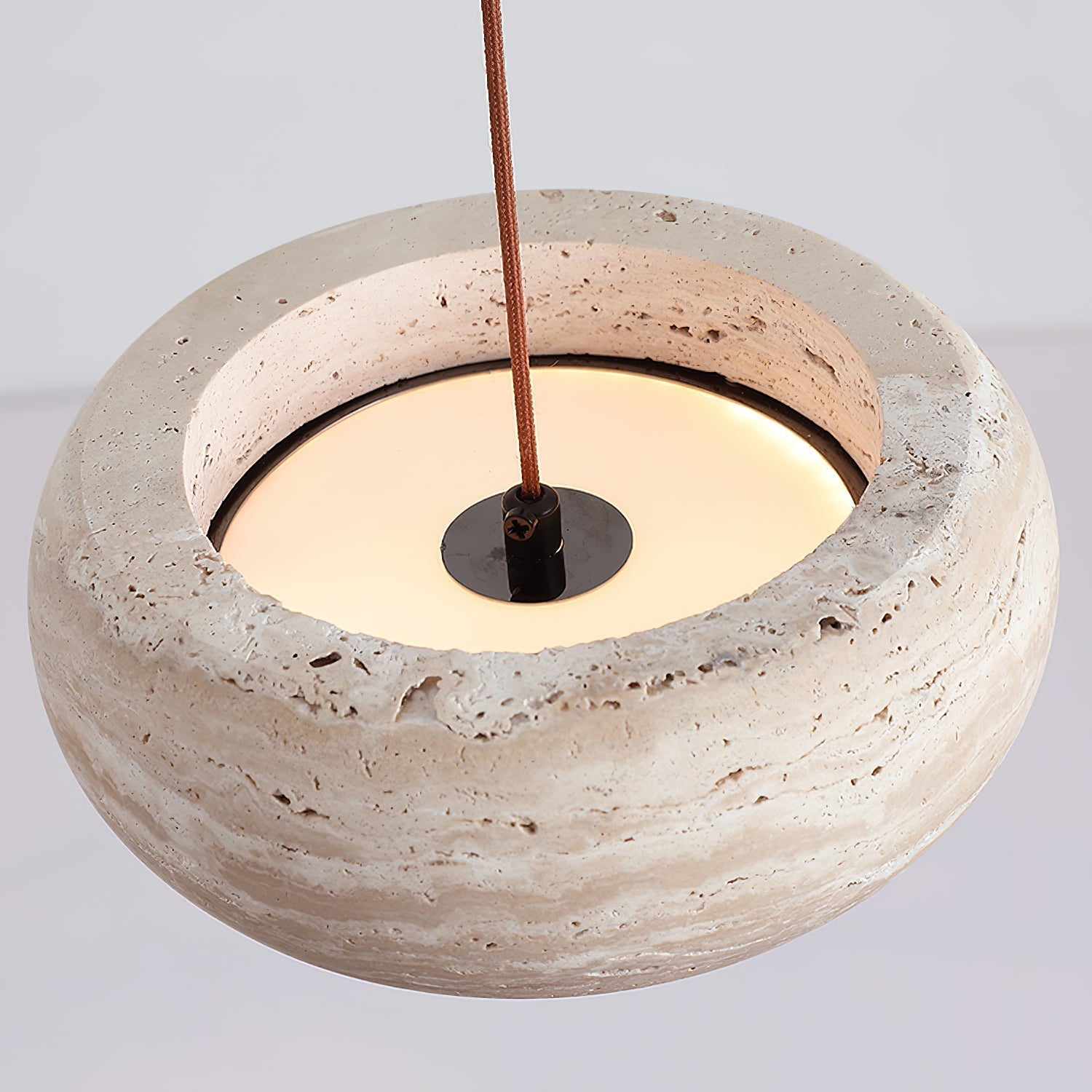 Eurvaran Modern Minimalist Drum Travertine Pendant Lamp - Lamp Copper