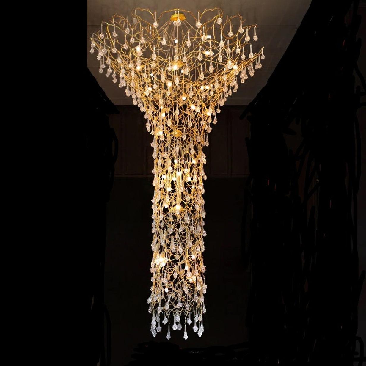 Abeleisa Tree Branch Staircase Brass Crystal Chandelier - Letslighting
