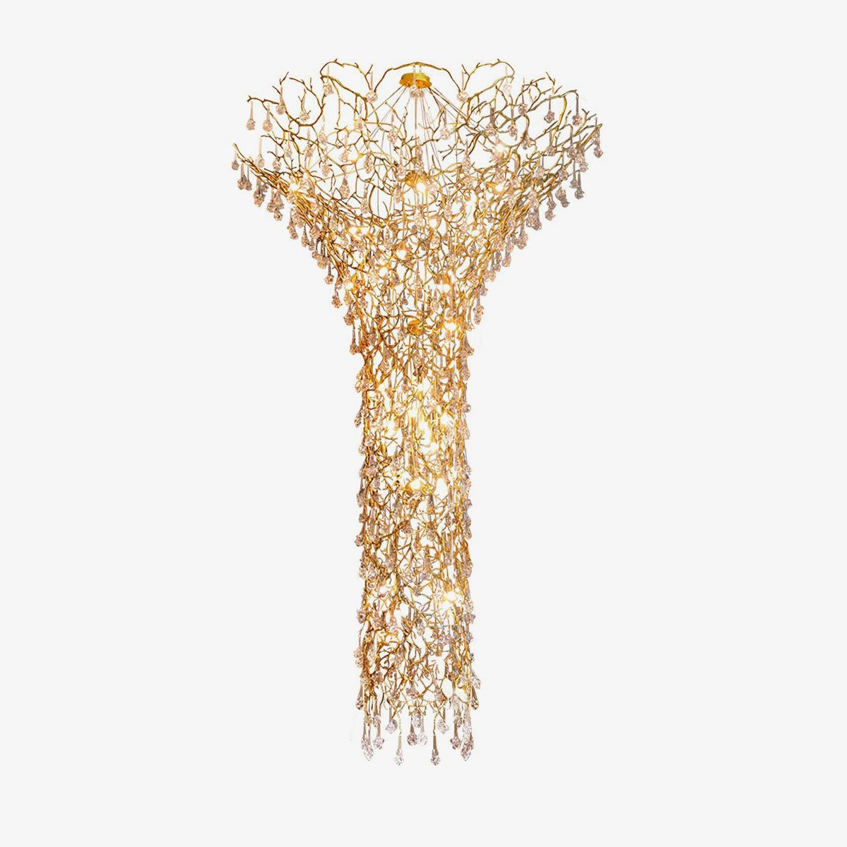 Abeleisa Tree Branch Staircase Brass Crystal Chandelier - Letslighting