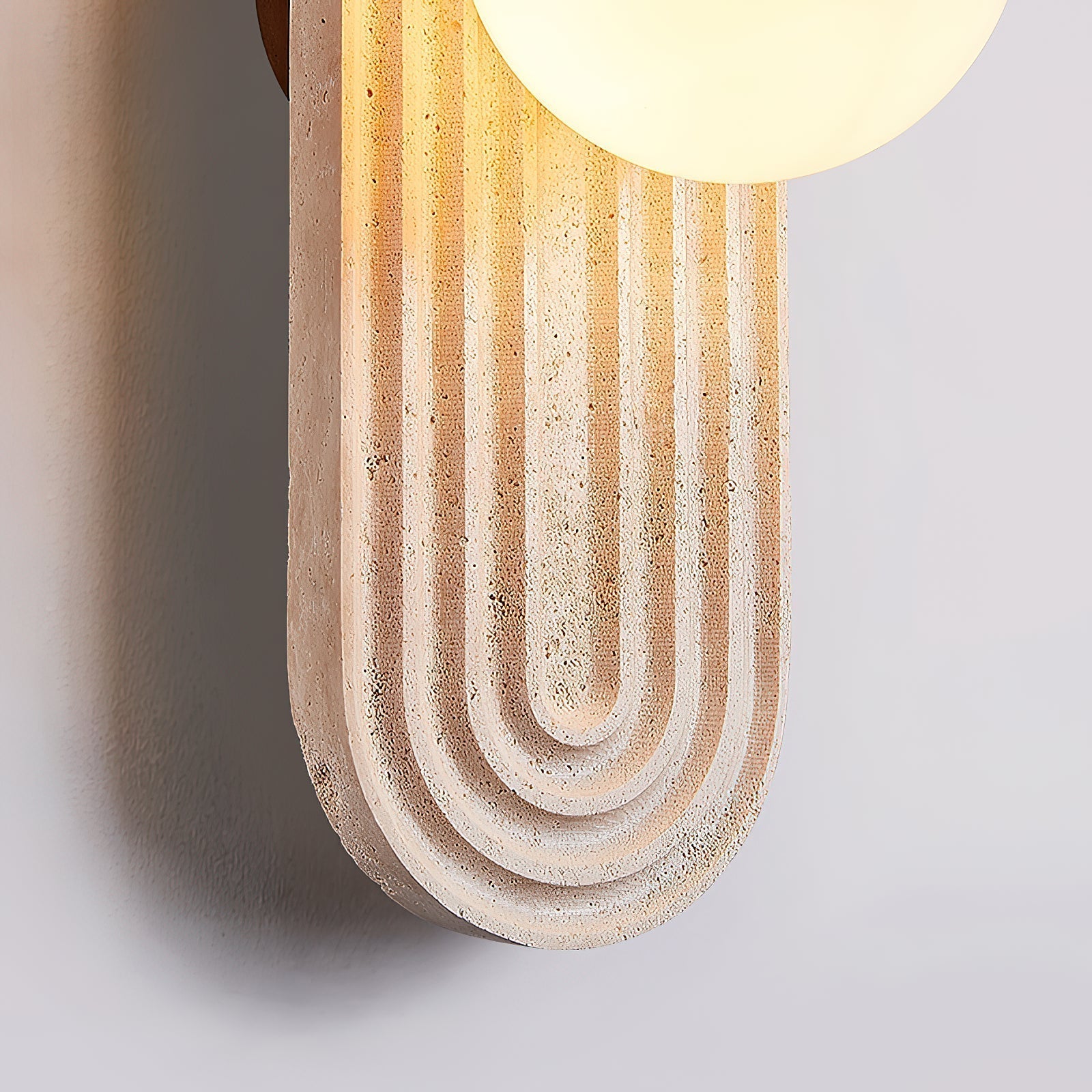 Elvelos Modern Minimalist Travertine Glass Wall Lamp - Lamp Copper