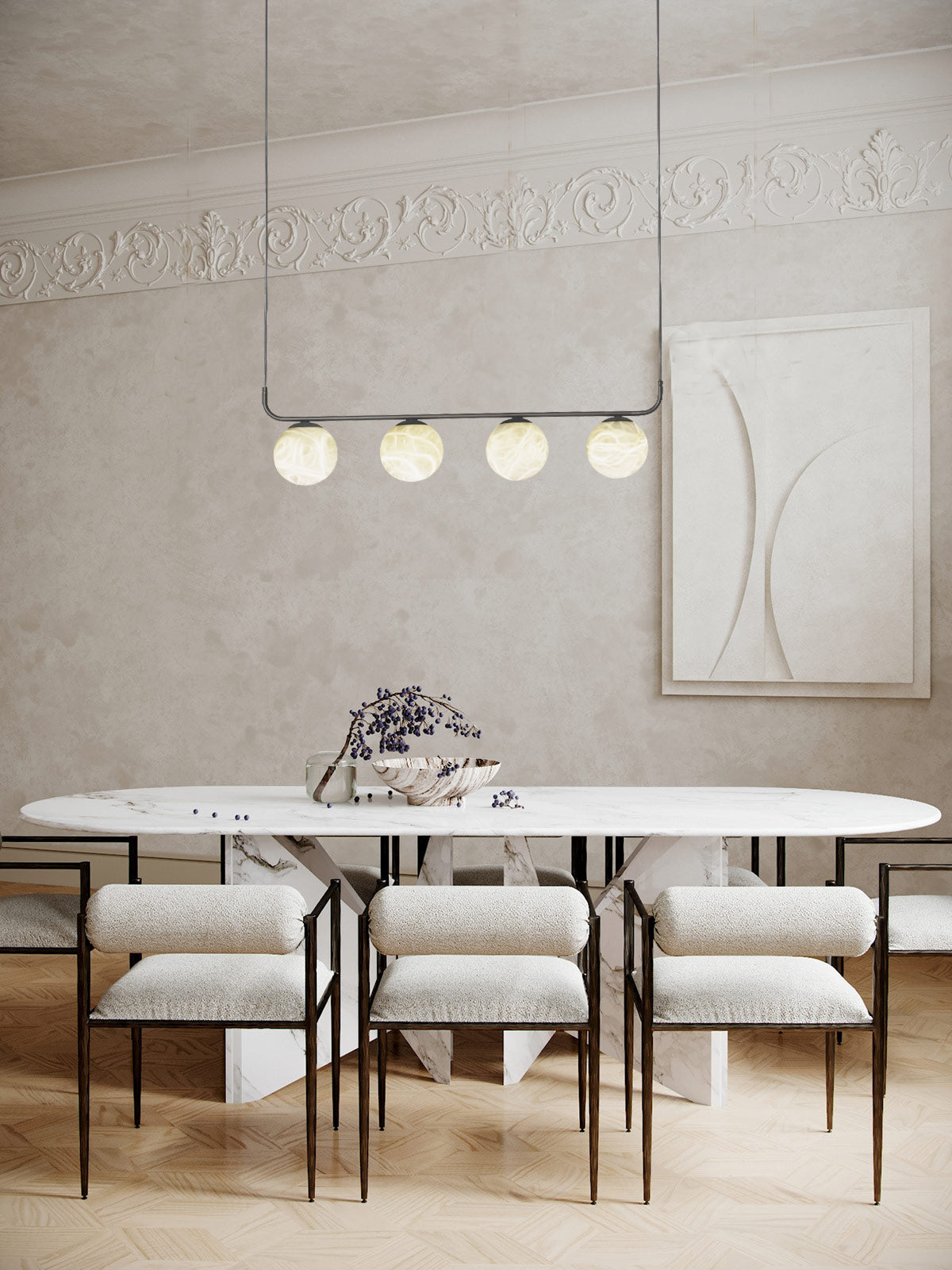 Eloryra Modern Minimalist Suspension Alabaster Pendant Lamp - Lamp Copper