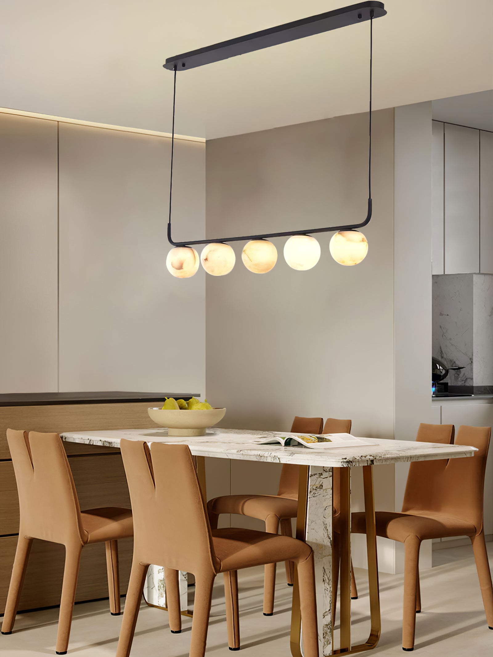 Eloryra Modern Minimalist Suspension Alabaster Pendant Lamp - Lamp Copper