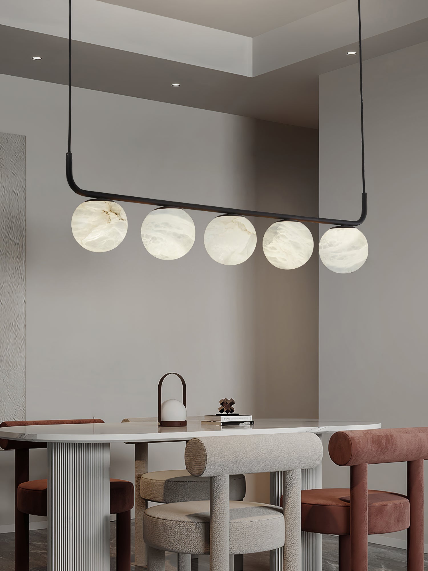 Eloryra Modern Minimalist Suspension Alabaster Pendant Lamp - Lamp Copper
