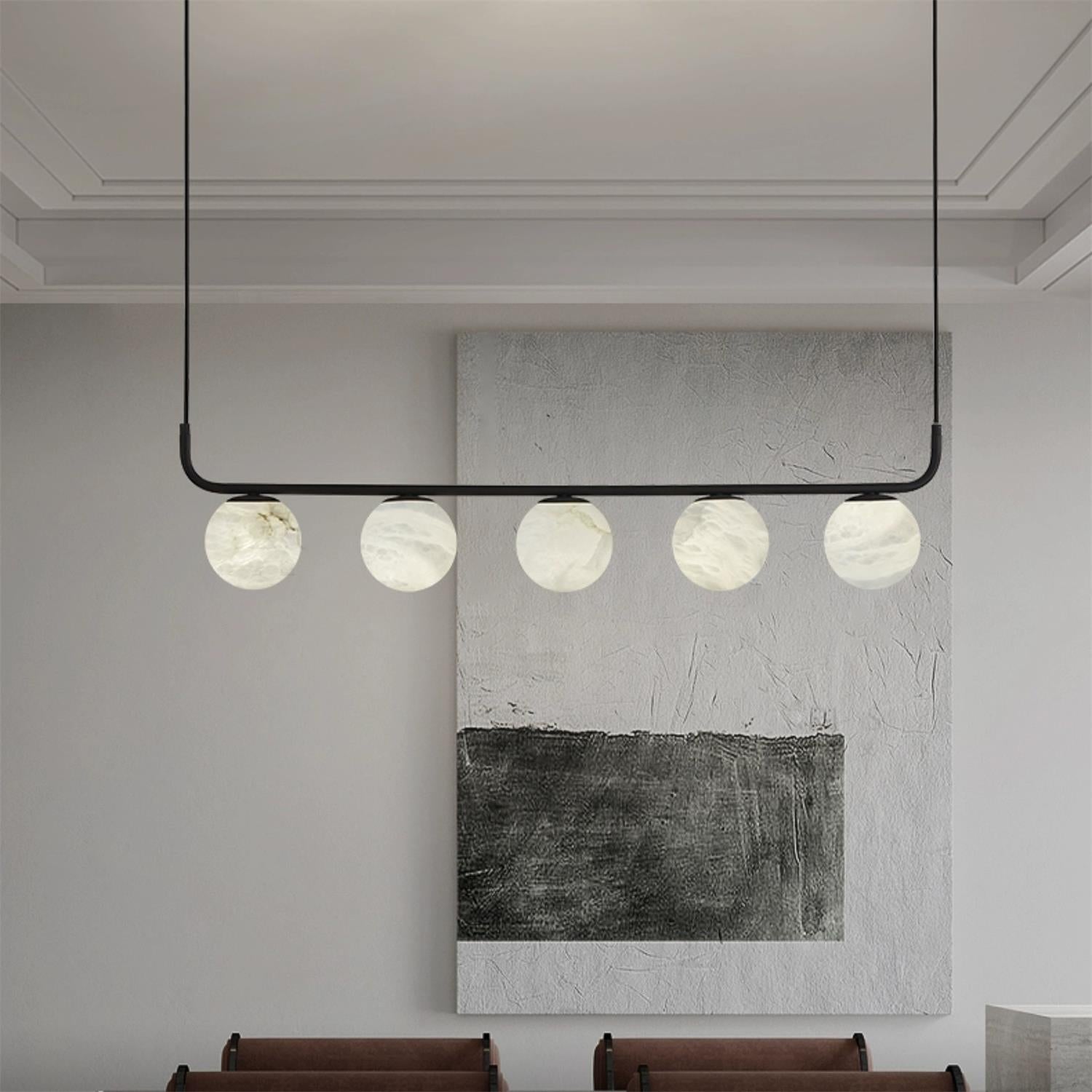 Eloryra Modern Minimalist Suspension Alabaster Pendant Lamp - Lamp Copper