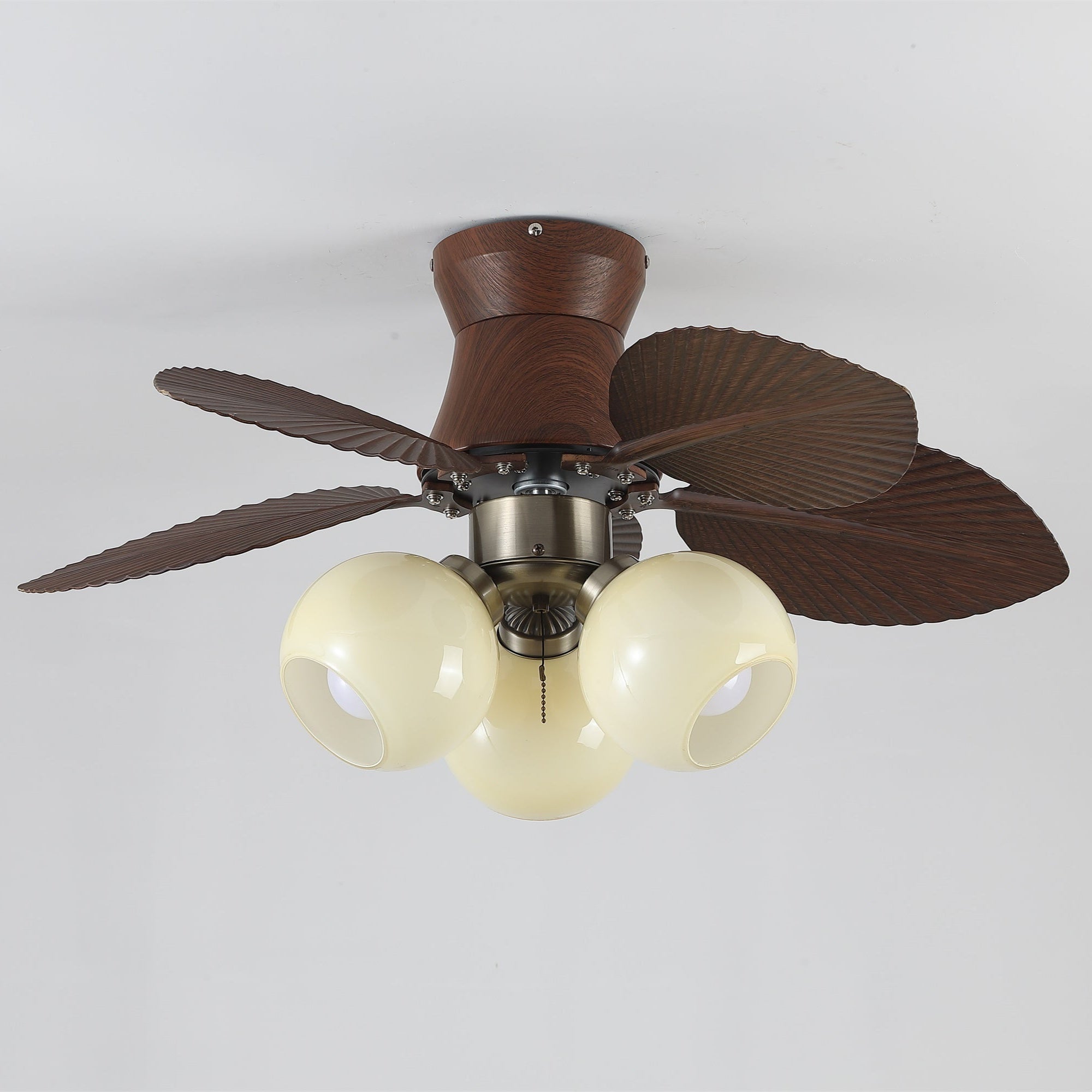 Ventilador de Techo con Luz Walden Roble con detalle de pantalla beige