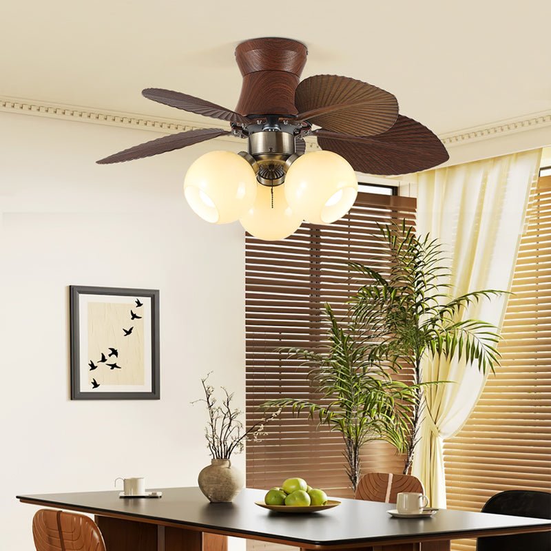 Ventilador de Techo con Luz Walden Roble demostrando control de 6 velocidades