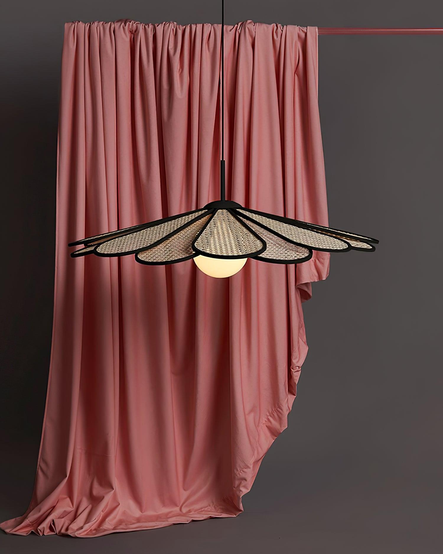 Pendant Lamp Rattan Petal Shade Metal Frame Tropical - Letslighting