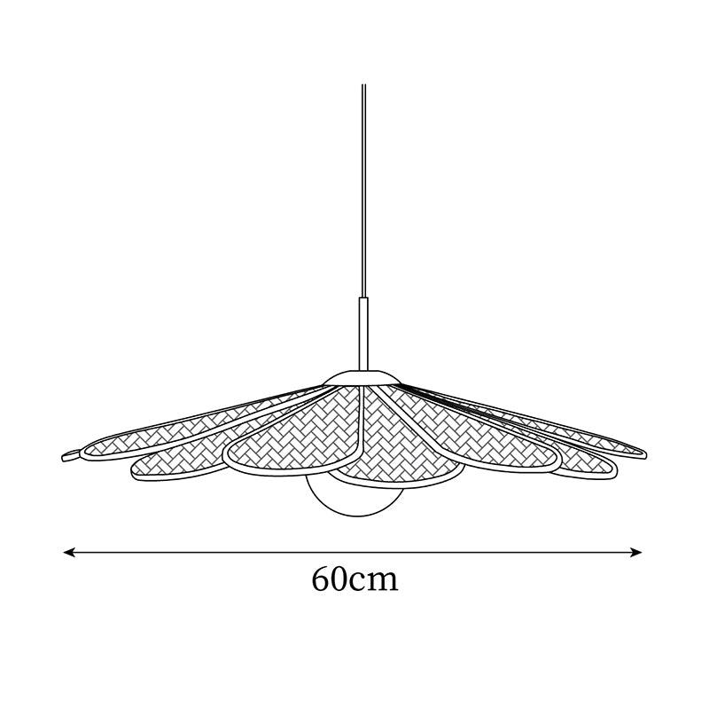 Pendant Lamp Rattan Petal Shade Metal Frame Tropical - Letslighting