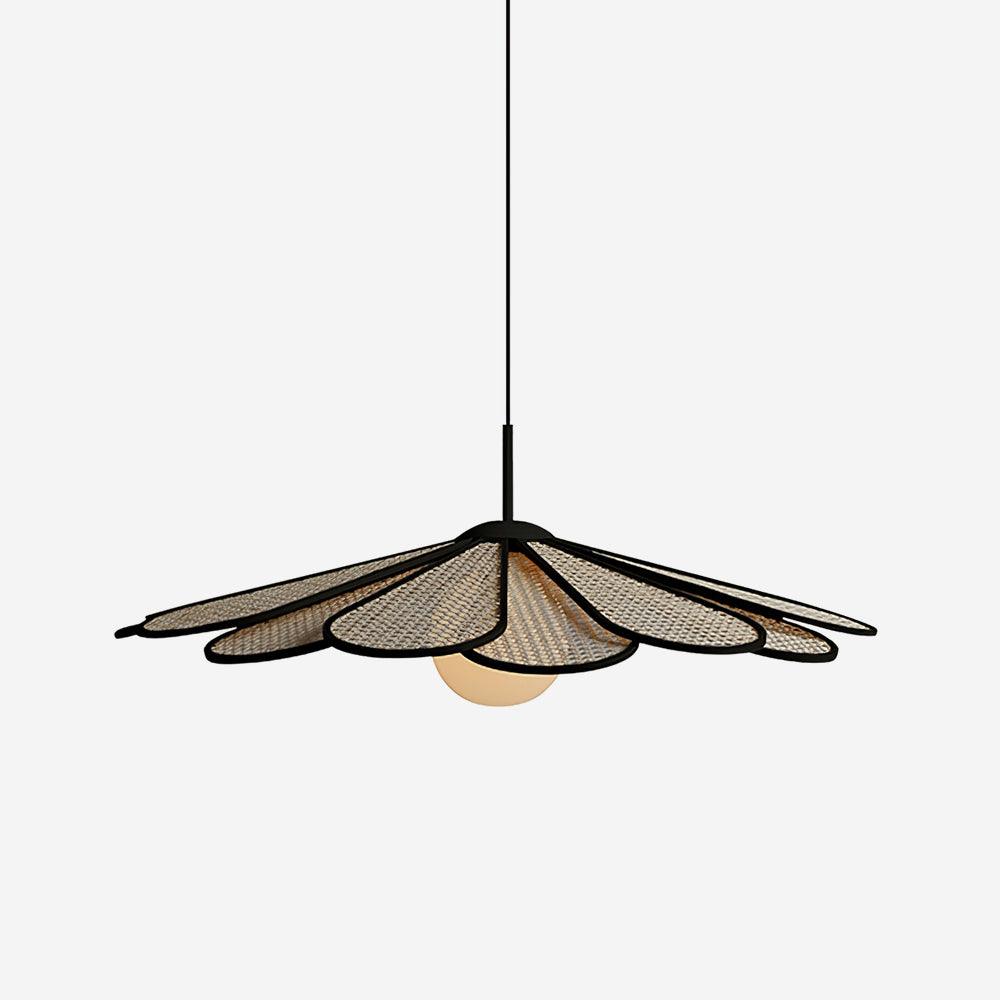 Pendant Lamp Rattan Petal Shade Metal Frame Tropical - Letslighting