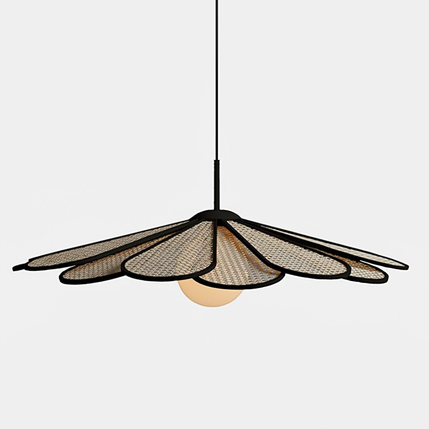 Pendant Lamp Rattan Petal Shade Metal Frame Tropical - Letslighting