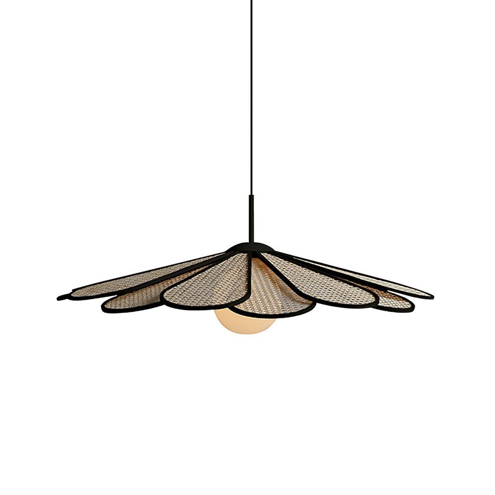 Pendant Lamp Rattan Petal Shade Metal Frame Tropical - Letslighting